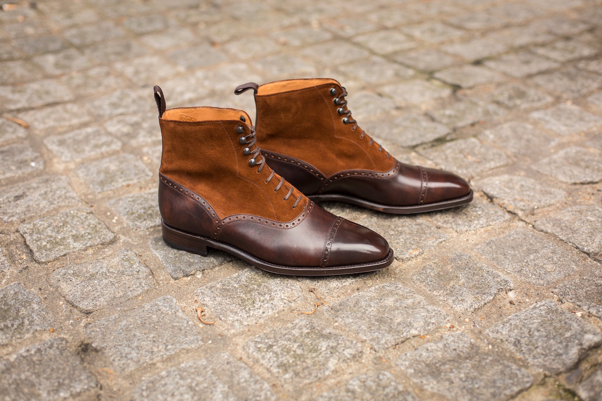 Seaview - MTO - Dark Brown Museum Calf / Snuff Suede - LPB Last - Single Leather Sole-Made To Order Boot Cap Toe Brogue-J.FitzPatrick Footwear