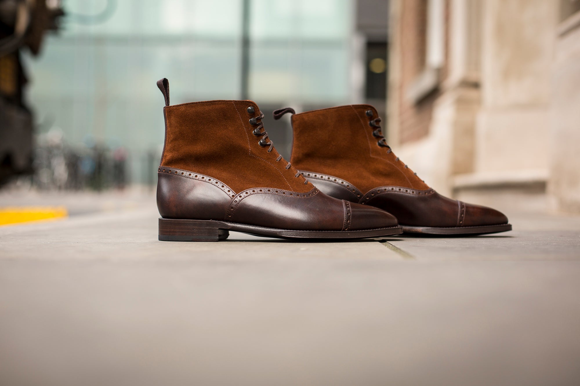 Seaview - MTO - Dark Brown Museum Calf / Snuff Suede - LPB Last - Single Leather Sole-Made To Order Boot Cap Toe Brogue-J.FitzPatrick Footwear