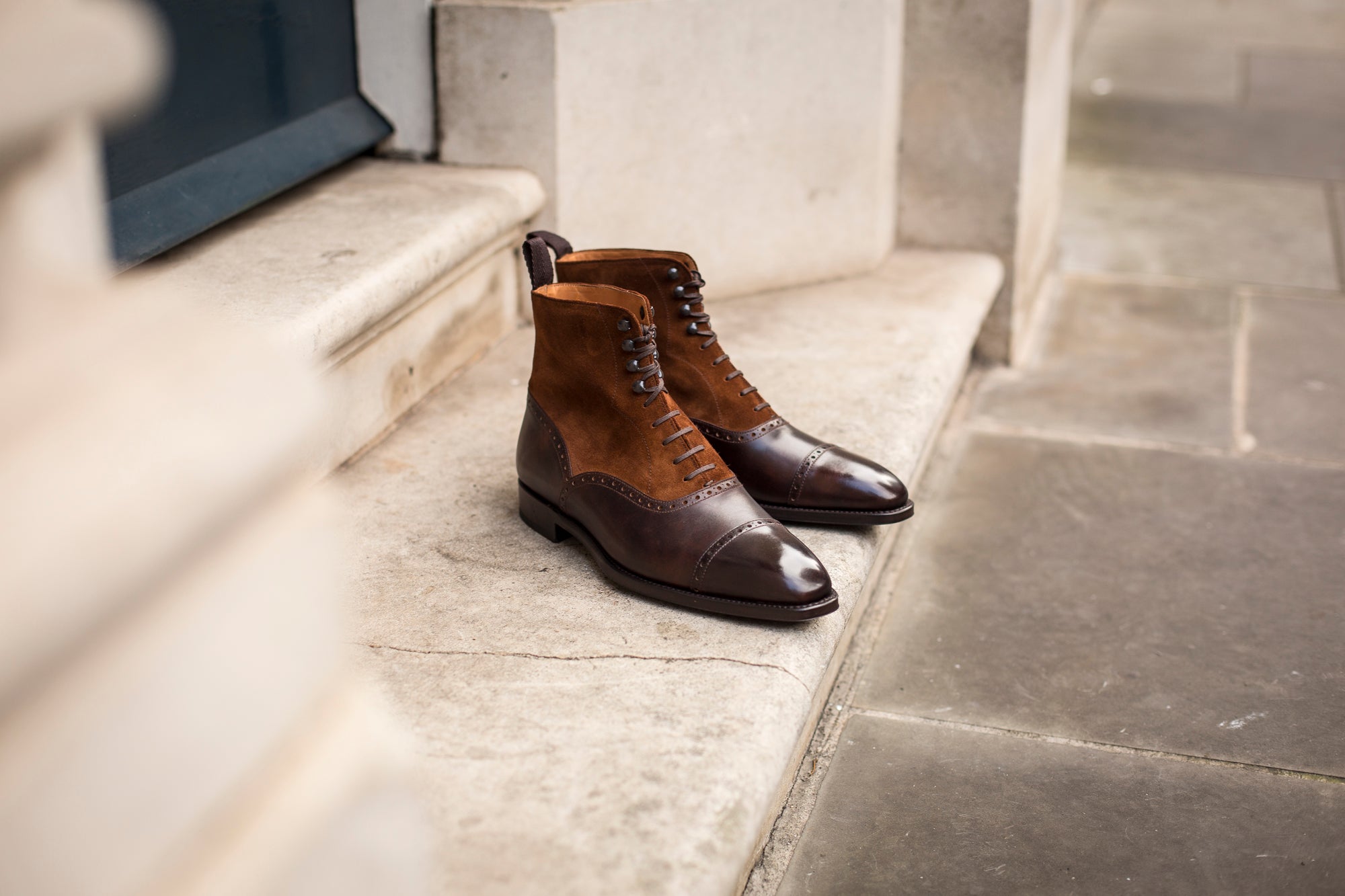 Seaview - MTO - Dark Brown Museum Calf / Snuff Suede - LPB Last - Single Leather Sole-Made To Order Boot Cap Toe Brogue-J.FitzPatrick Footwear