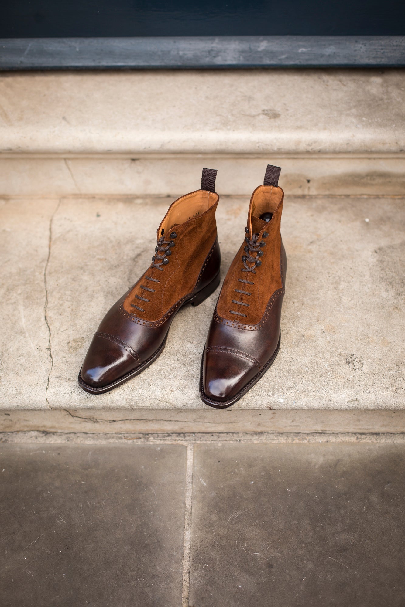 Seaview - MTO - Dark Brown Museum Calf / Snuff Suede - LPB Last - Single Leather Sole-Made To Order Boot Cap Toe Brogue-J.FitzPatrick Footwear