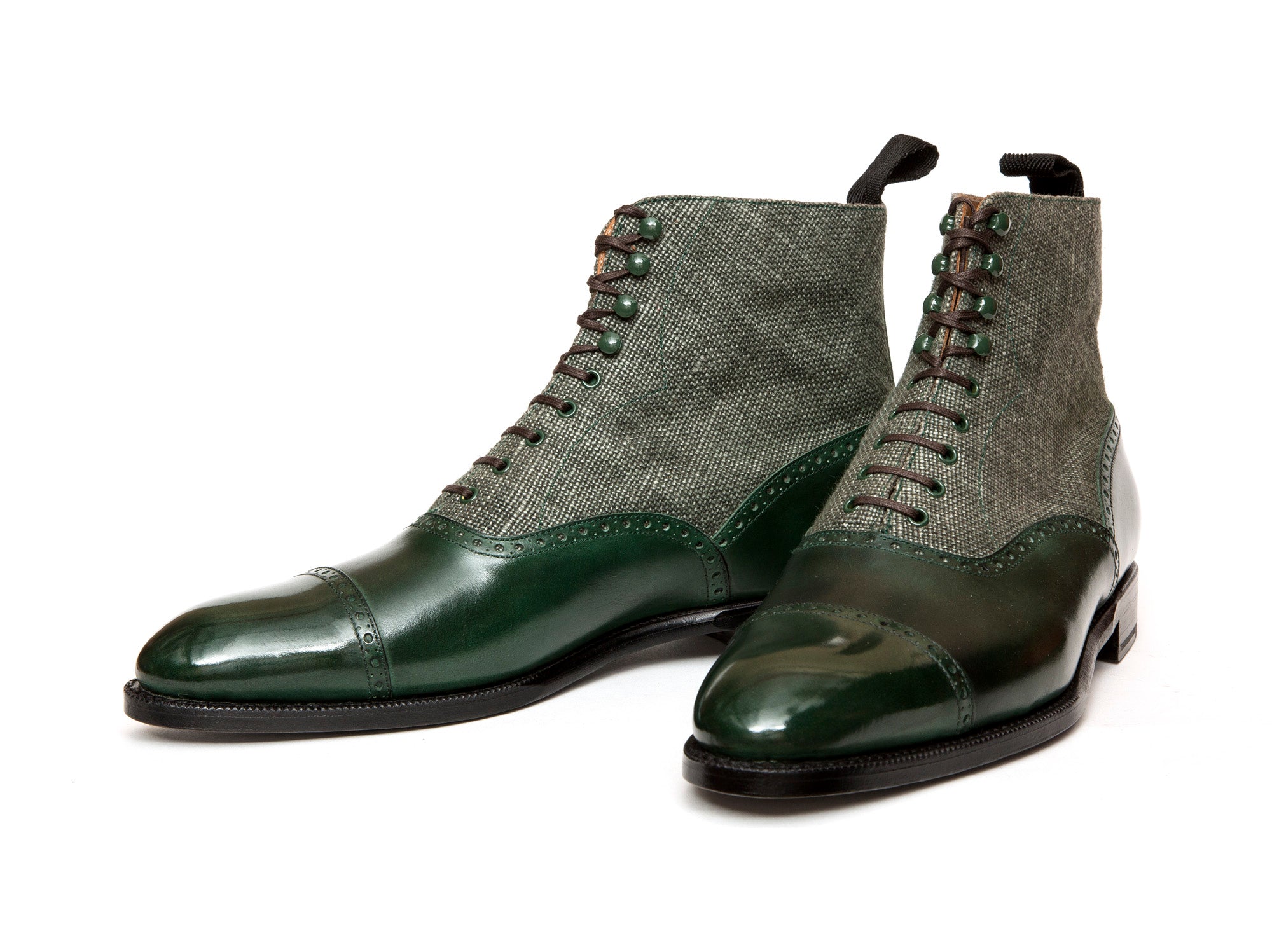 Seaview - MTO - Forest Calf / Military Canvas - NGT Last - Single Leather Sole-Made To Order Boot Cap Toe Brogue-J.FitzPatrick Footwear