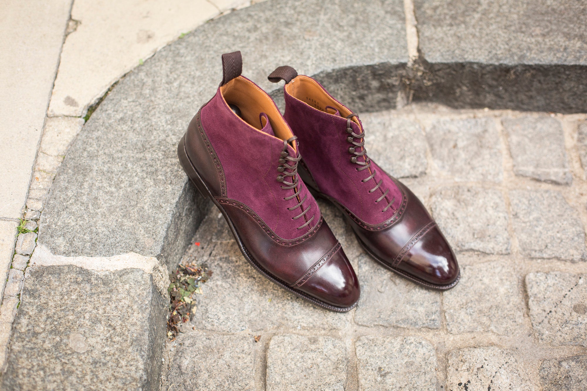 Seaview - MTO - Plum Museum Calf / Regal Purple Suede - NGT Last - Single Leather Sole-Made To Order Boot Cap Toe Brogue-J.FitzPatrick Footwear