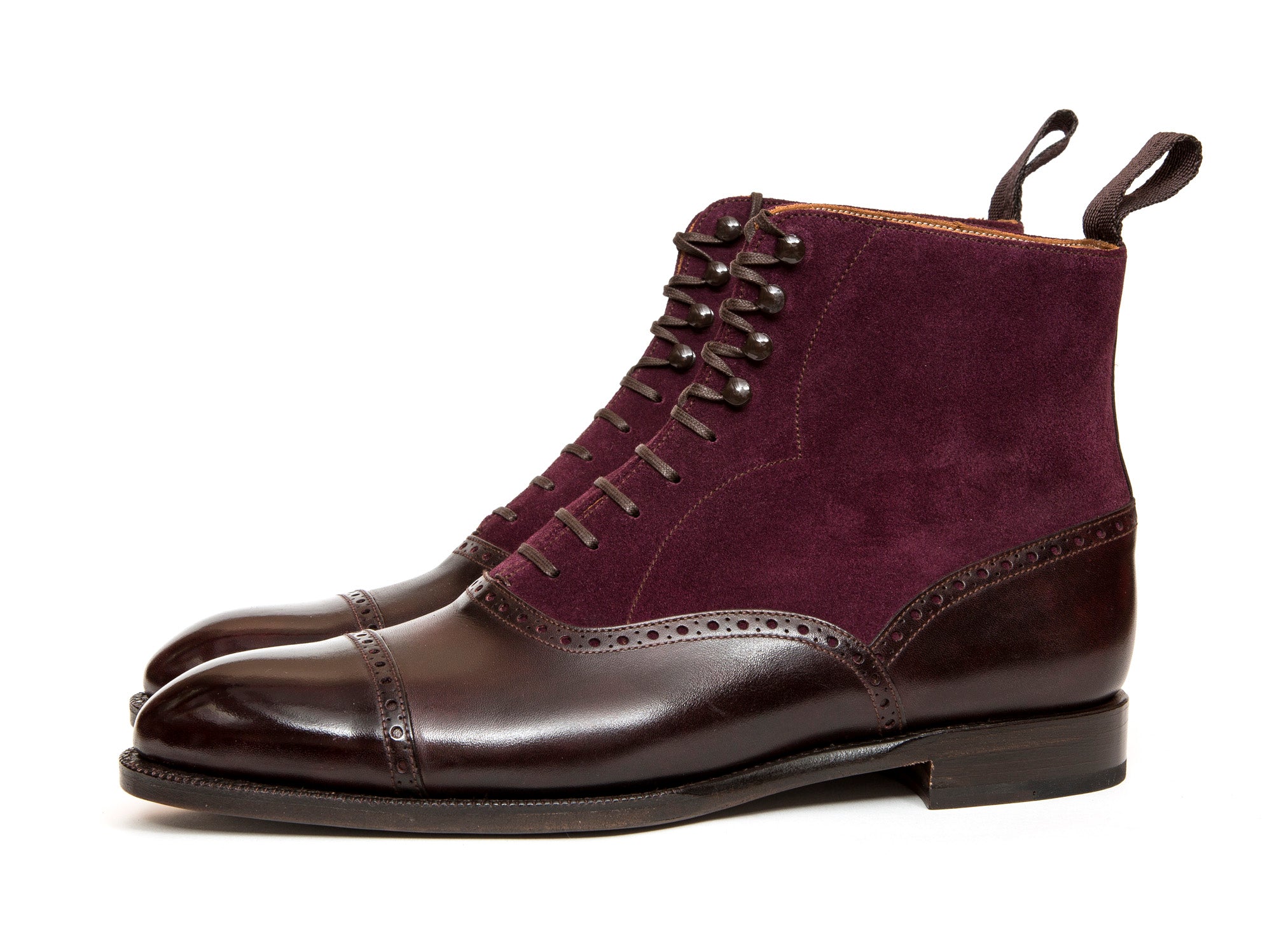 Seaview - MTO - Plum Museum Calf / Regal Purple Suede - NGT Last - Single Leather Sole-Made To Order Boot Cap Toe Brogue-J.FitzPatrick Footwear