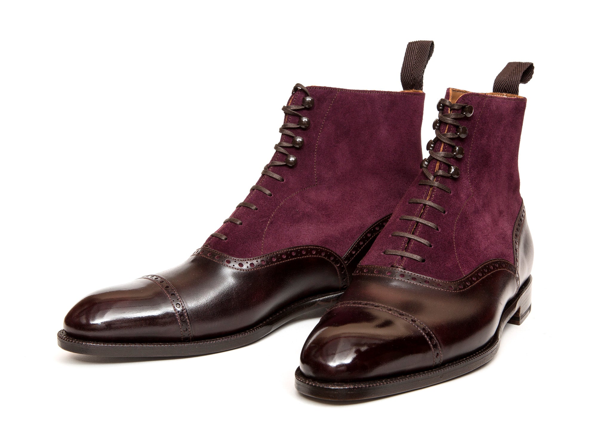Seaview - MTO - Plum Museum Calf / Regal Purple Suede - NGT Last - Single Leather Sole-Made To Order Boot Cap Toe Brogue-J.FitzPatrick Footwear