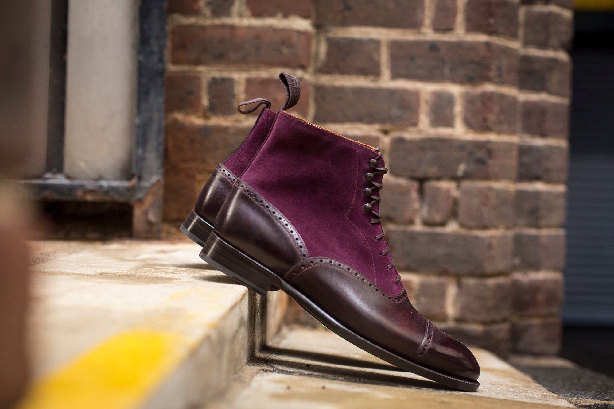 Seaview - MTO - Plum Museum Calf / Regal Purple Suede - NGT Last - Single Leather Sole-Made To Order Boot Cap Toe Brogue-J.FitzPatrick Footwear
