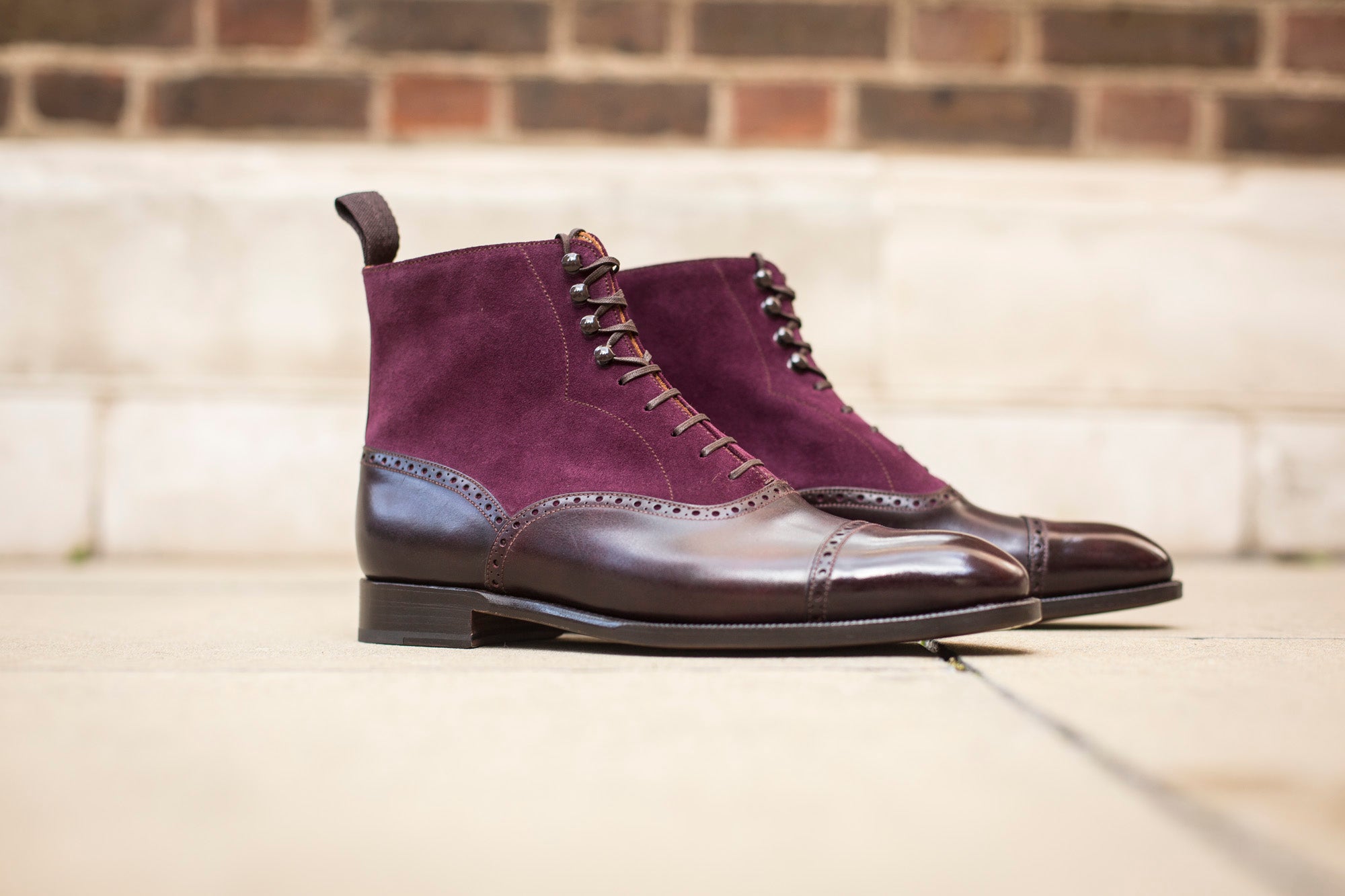 Seaview - MTO - Plum Museum Calf / Regal Purple Suede - NGT Last - Single Leather Sole-Made To Order Boot Cap Toe Brogue-J.FitzPatrick Footwear