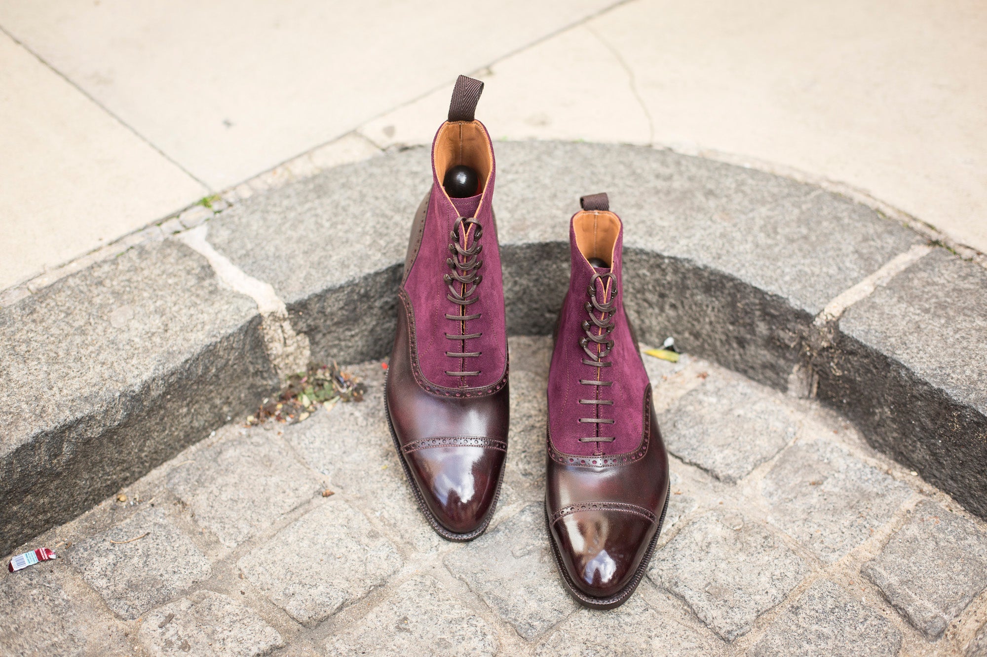 Seaview - MTO - Plum Museum Calf / Regal Purple Suede - NGT Last - Single Leather Sole-Made To Order Boot Cap Toe Brogue-J.FitzPatrick Footwear