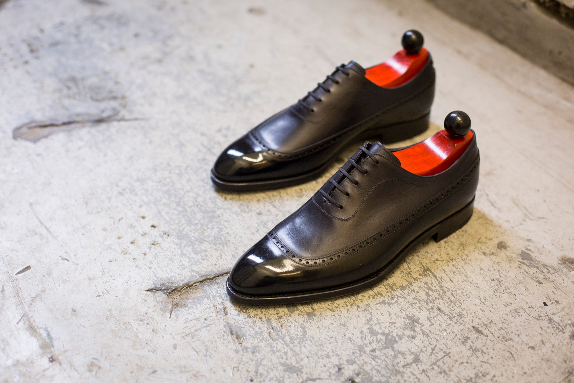 Sebastien - MTO - Black Calf / Midnight Calf - SEA Last - Single Leather Sole-Made To Order U Wing Longwing Brogue Adelaide Oxfords-J.FitzPatrick Footwear