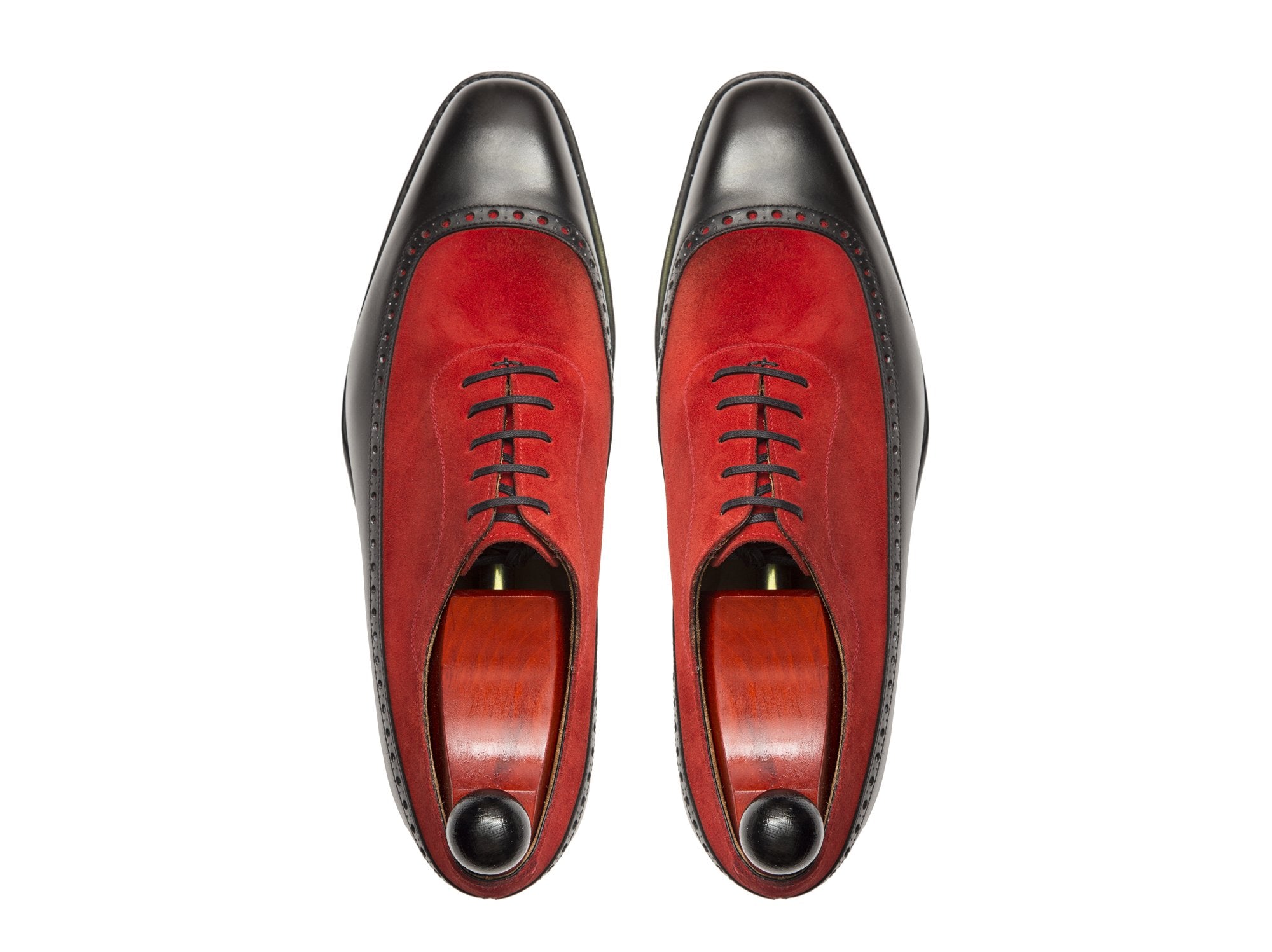Sebastien - MTO - Black Calf / Red Suede - LPB Last - Single Leather Sole-Made To Order U Wing Longwing Brogue Adelaide Oxfords-J.FitzPatrick Footwear