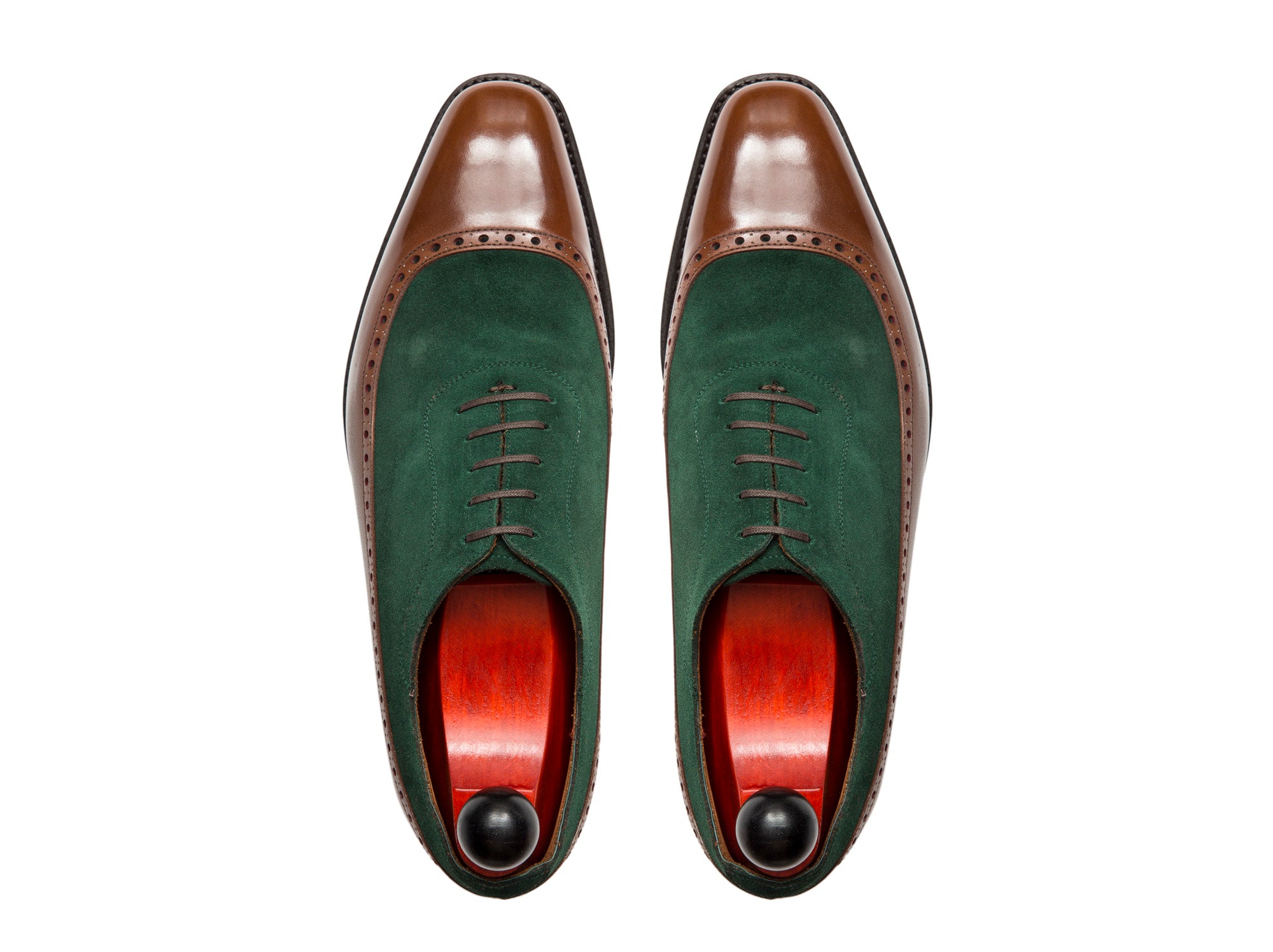 Sebastien - MTO - Caramel Calf / Bottle Green Suede - LPB Last - Country Rubber Sole-Made To Order U Wing Longwing Brogue Adelaide Oxfords-J.FitzPatrick Footwear