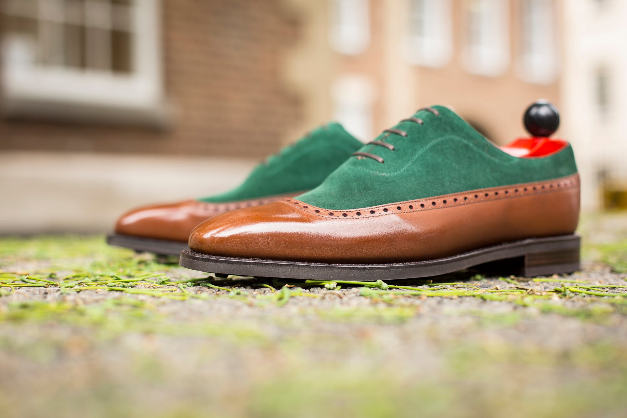 Sebastien - MTO - Caramel Calf / Bottle Green Suede - LPB Last - Country Rubber Sole-Made To Order U Wing Longwing Brogue Adelaide Oxfords-J.FitzPatrick Footwear