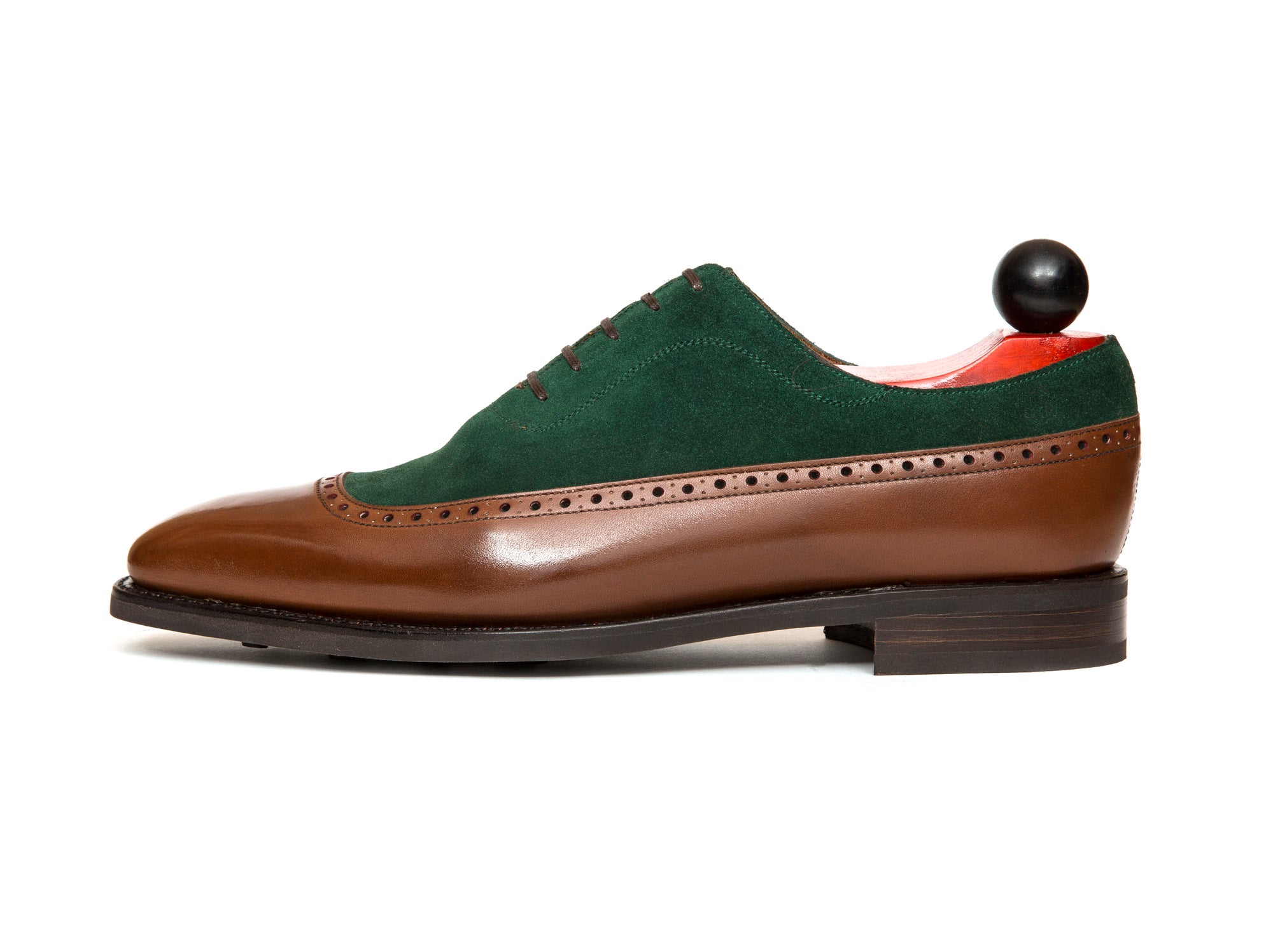Sebastien - MTO - Caramel Calf / Bottle Green Suede - LPB Last - Country Rubber Sole-Made To Order U Wing Longwing Brogue Adelaide Oxfords-J.FitzPatrick Footwear