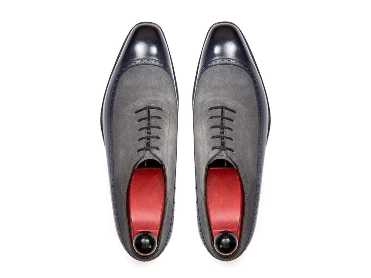 Sebastien - MTO - Marine Blue Calf / Light Grey Suede - LPB Last - Single Leather Sole-Made To Order U Wing Longwing Brogue Adelaide Oxfords-J.FitzPatrick Footwear