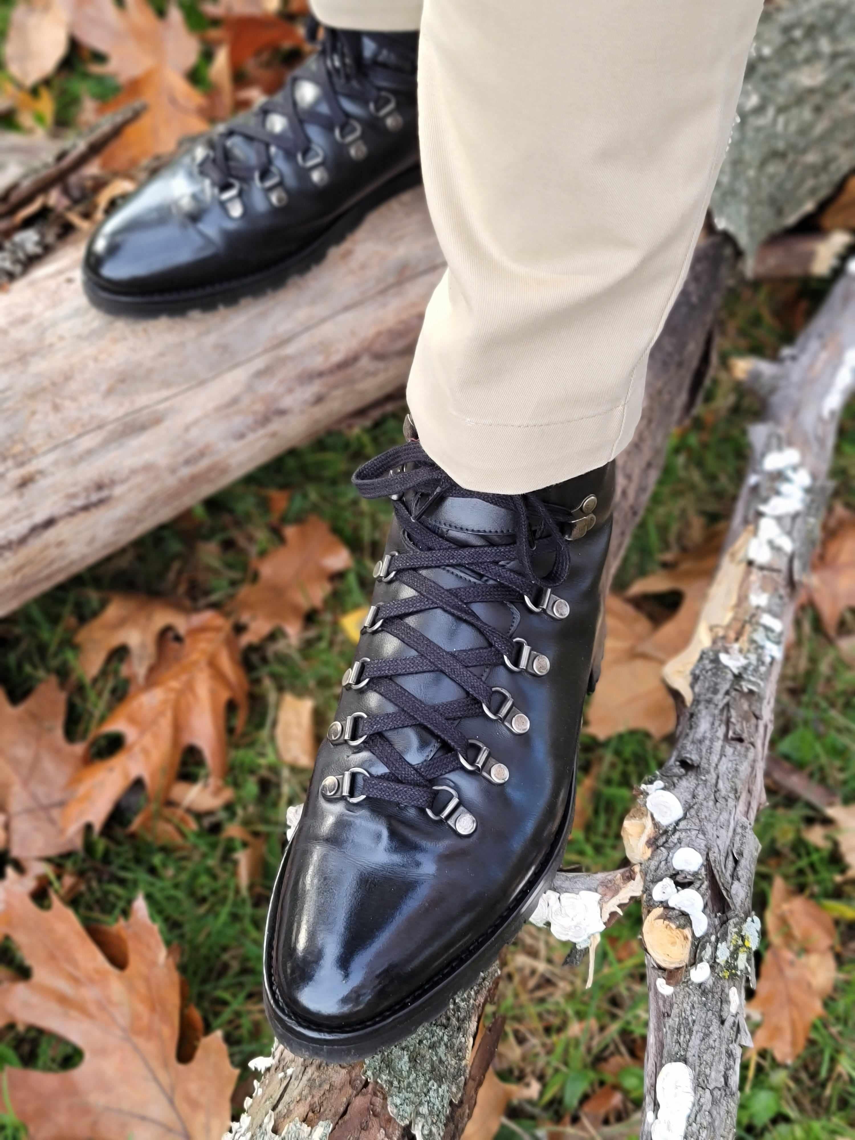Snoqualmie - Black Calf Commando-Alpine Hiker Boots-J.FitzPatrick Footwear