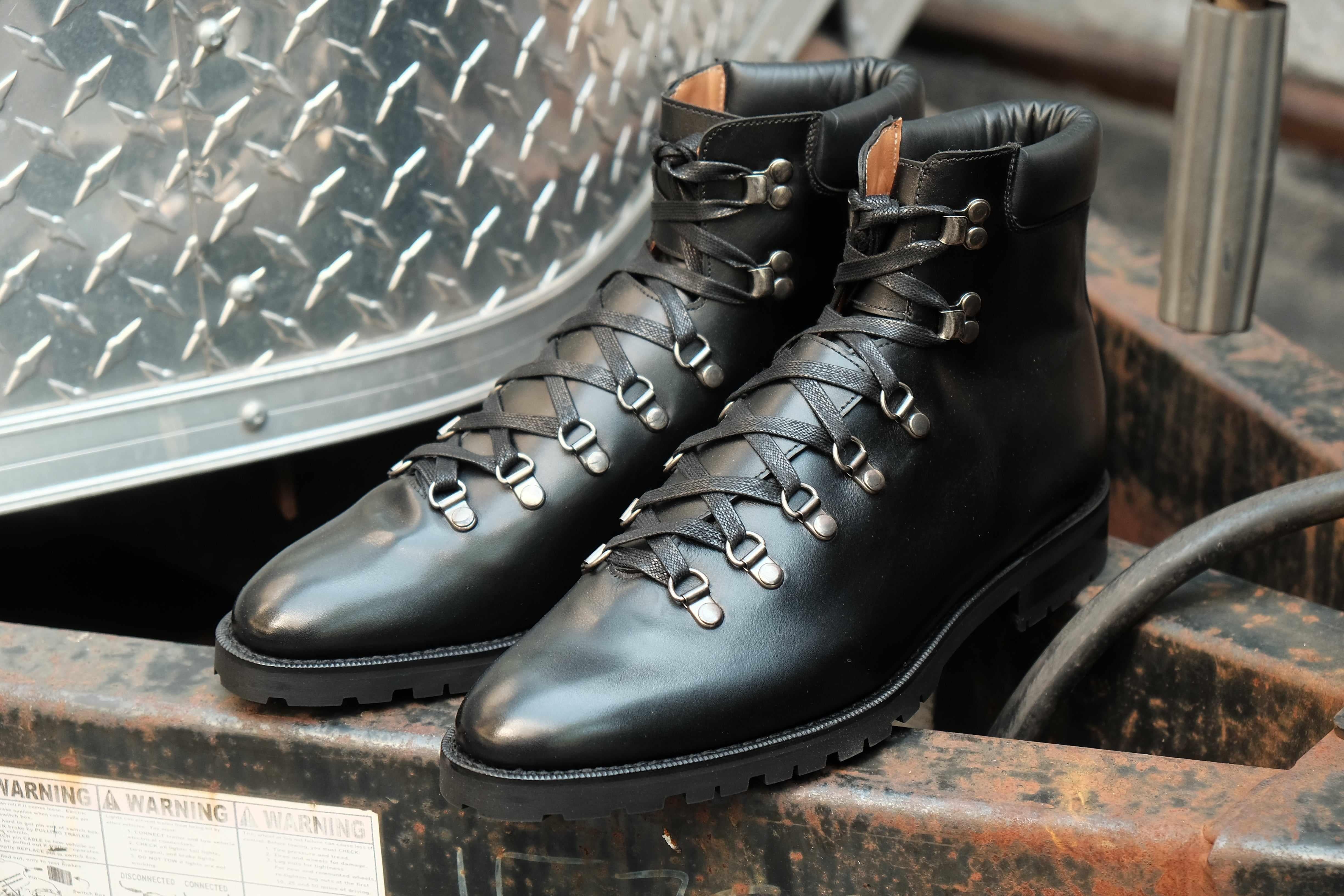 Snoqualmie - Black Calf Commando-Alpine Hiker Boots-J.FitzPatrick Footwear