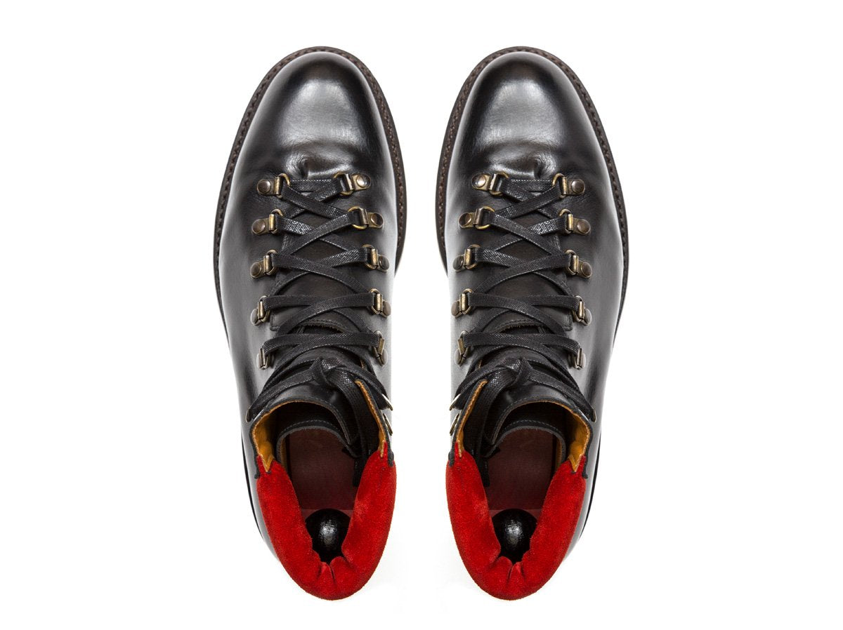 Snoqualmie - MTO - Rugged Black Calf / Red Suede - NJF Last - Rugged Rubber Sole w/ Stormwelt-Made To Order Alpine Hiker Boots-J.FitzPatrick Footwear