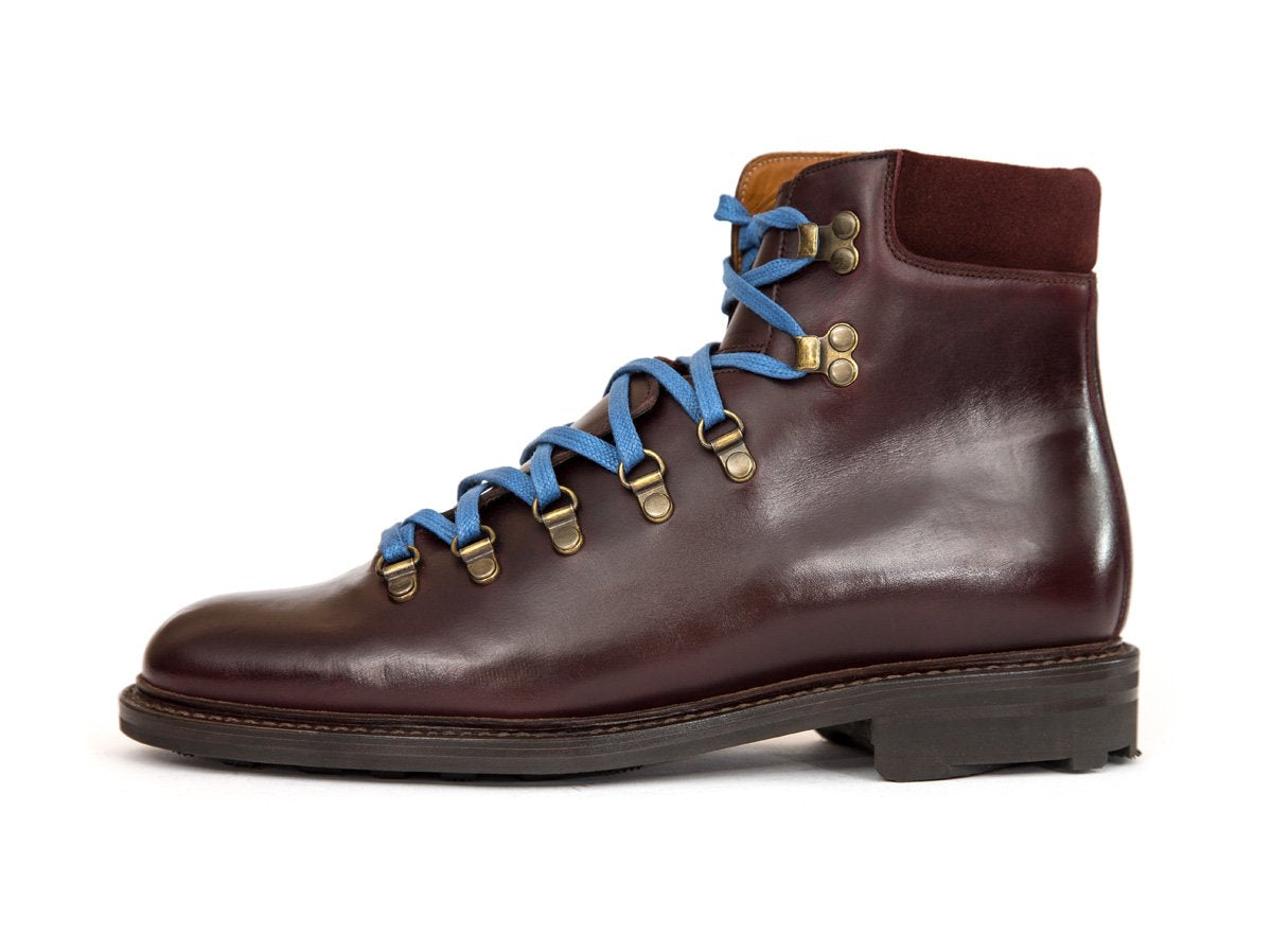 Snoqualmie - MTO - Sangria Calf / Burgundy Suede - NJF Last - Rugged Rubber Sole w/ Stormwelt-Made To Order Alpine Hiker Boots-J.FitzPatrick Footwear
