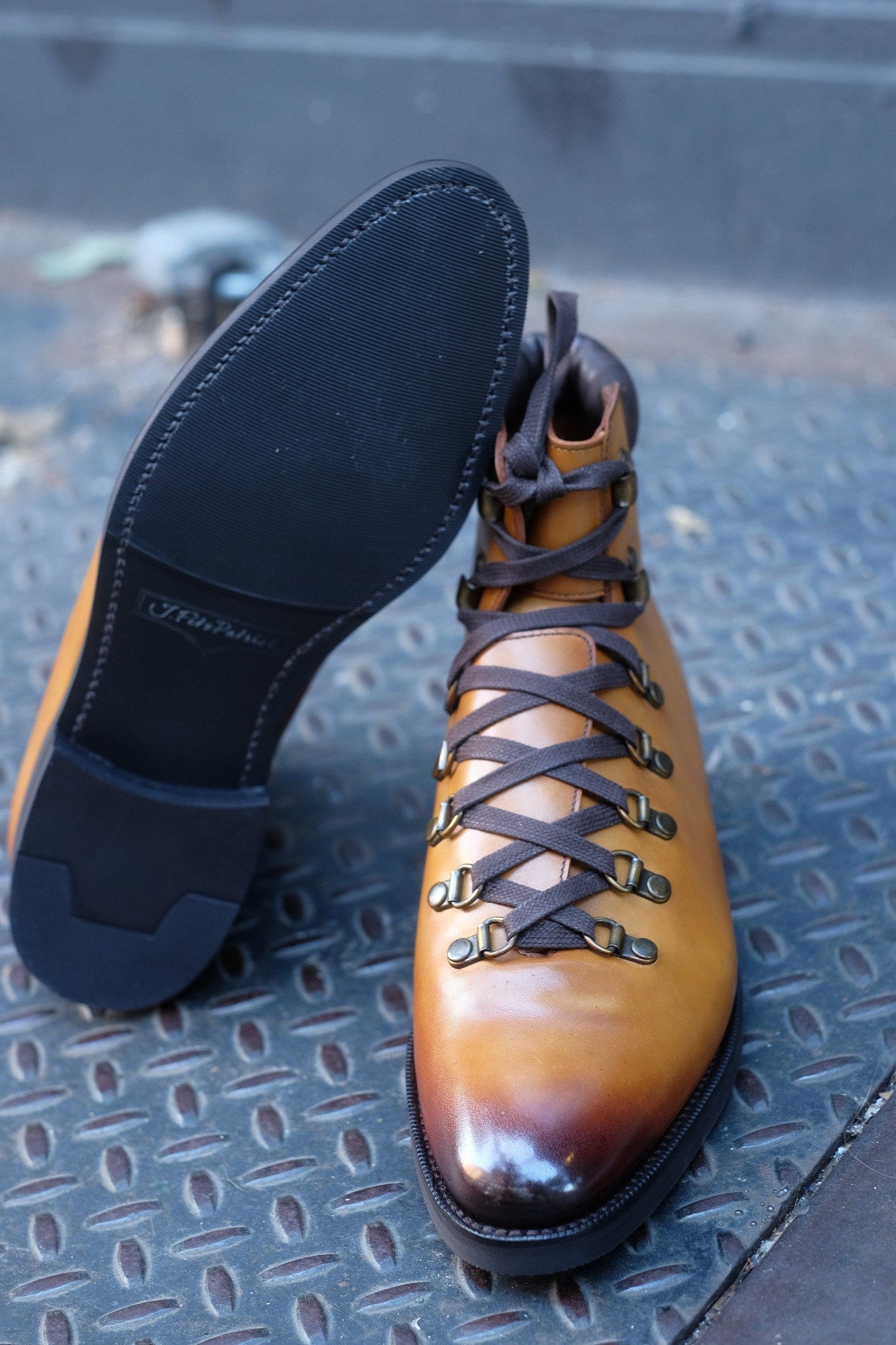 Snoqualmie - MTO - Shaded Tan Calf - TMG Last - Double City Rubber Sole-Made To Order Alpine Hiker Boots-J.FitzPatrick Footwear