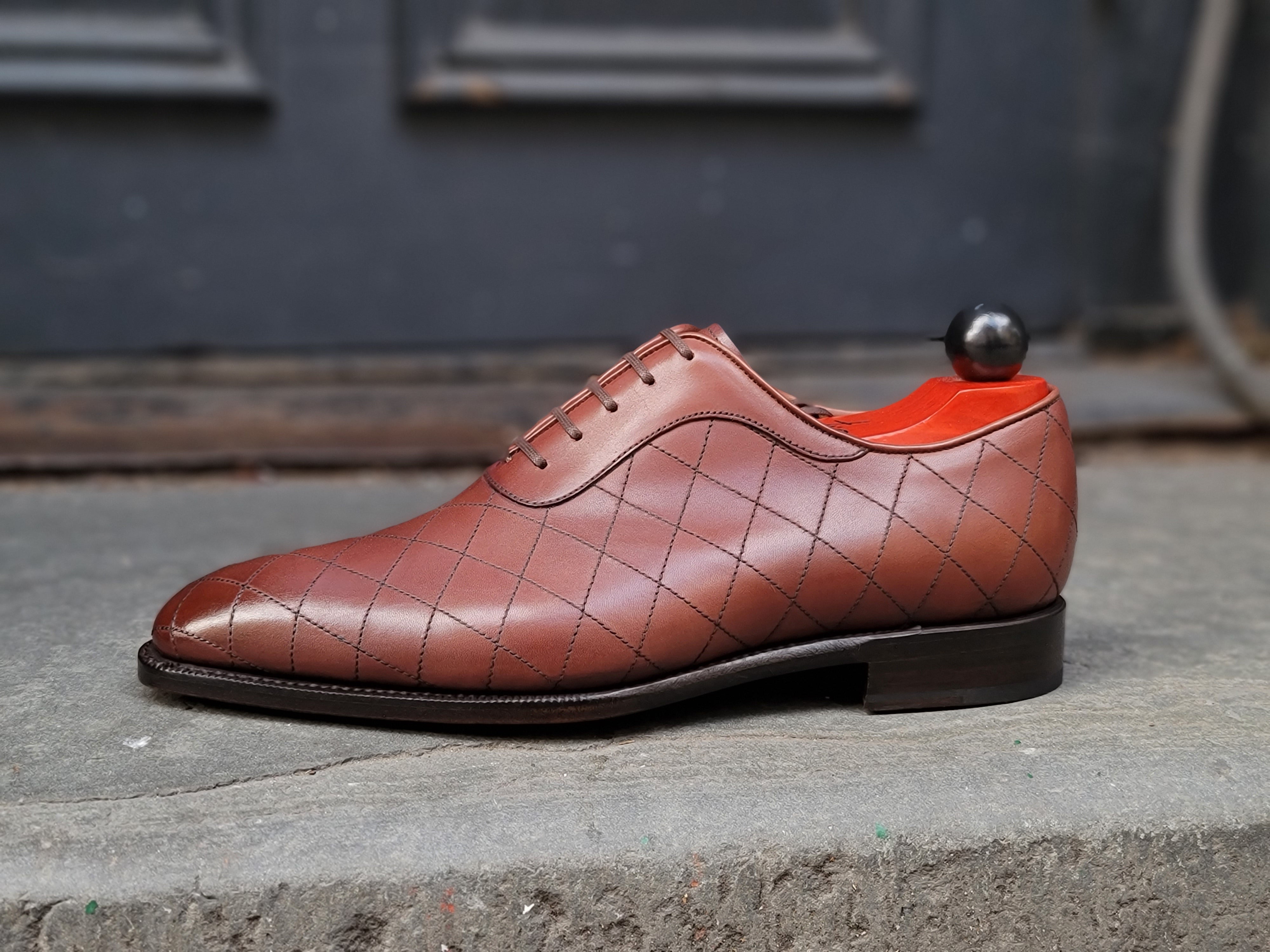 Spokane - MTO - Quilted Cedar Calf - LPB Last - Single Leather Sole-Made To Order Quilted Adelaide Oxfords-J.FitzPatrick Footwear