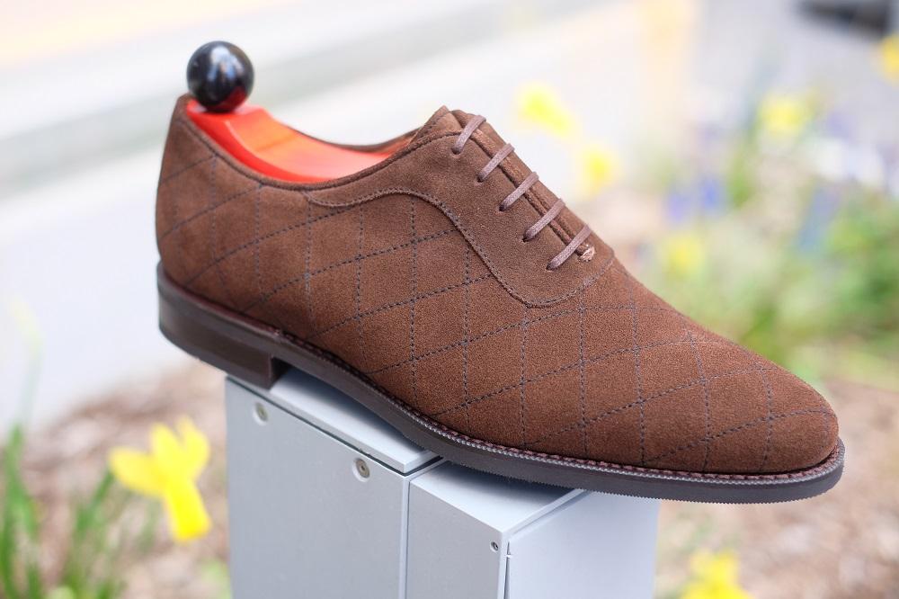 Spokane - MTO - Quilted Dark Brown Suede - TMG Last - City Rubber Sole-Made To Order Quilted Adelaide Oxfords-J.FitzPatrick Footwear