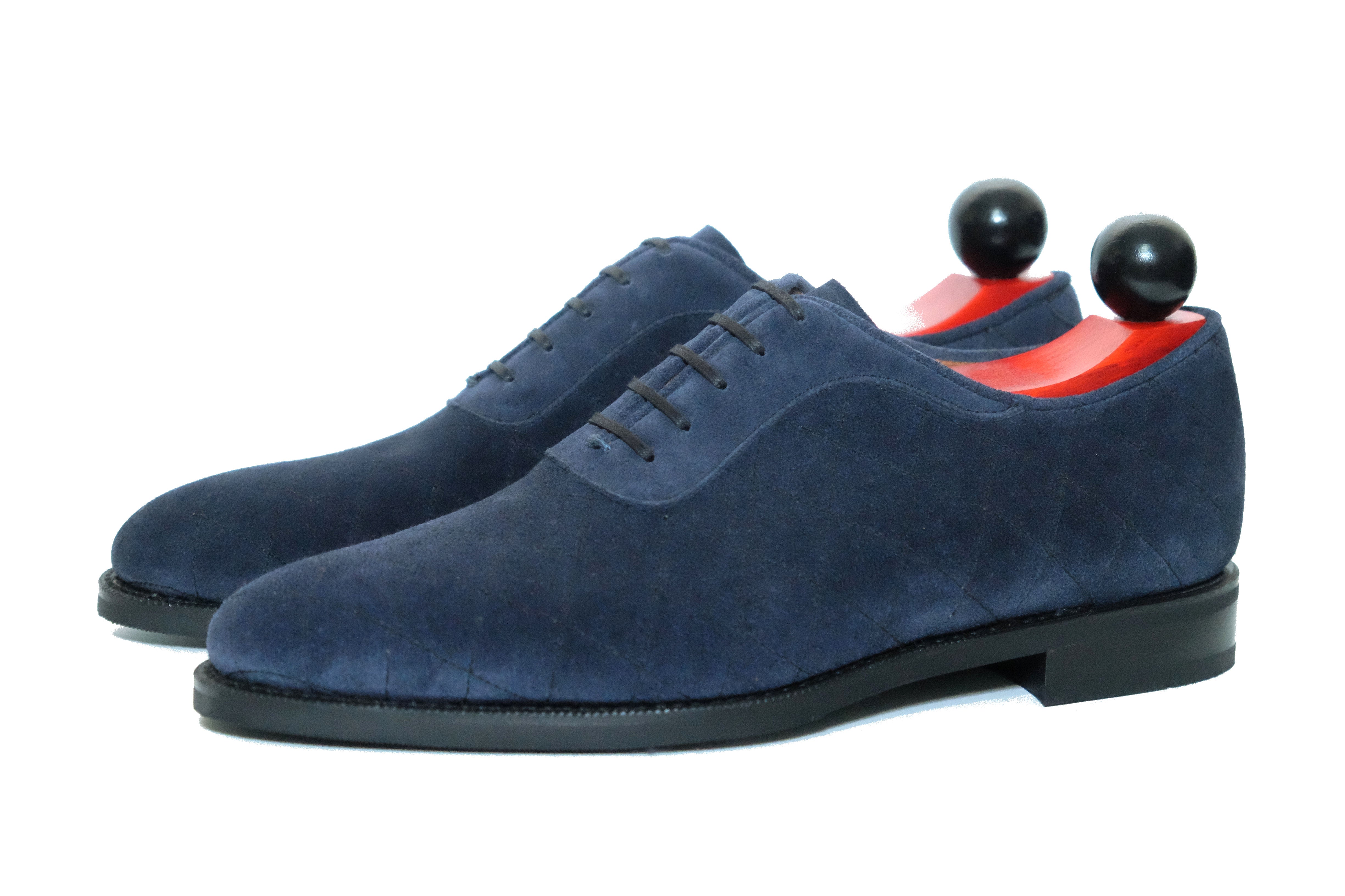 Spokane - MTO - Quilted Navy Suede - TMG Last - City Rubber Sole-Made To Order Quilted Adelaide Oxfords-J.FitzPatrick Footwear