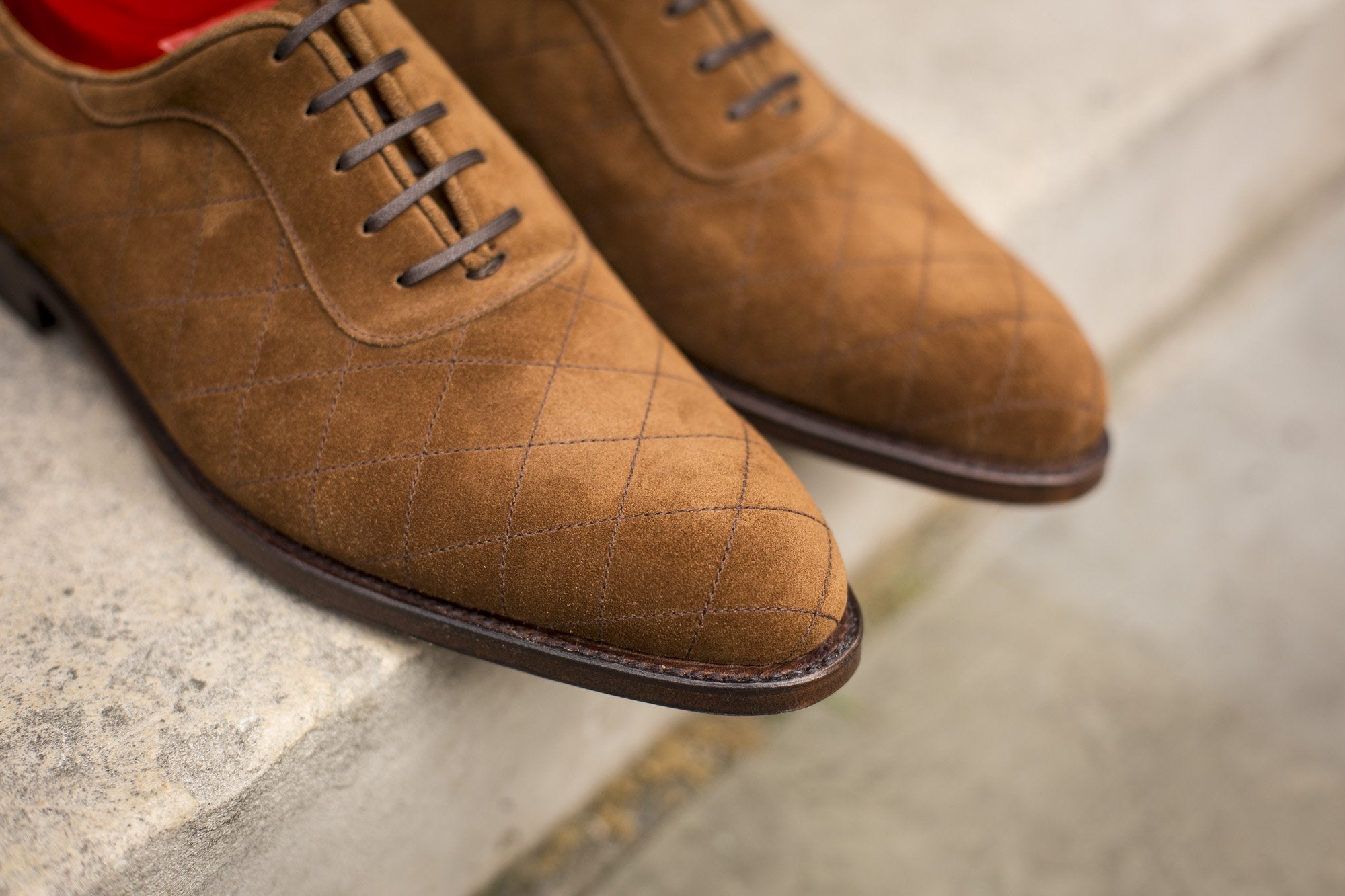 Spokane - MTO - Quilted Snuff Suede - NGT Last - Single Leather Sole-Made To Order Quilted Adelaide Oxfords-J.FitzPatrick Footwear