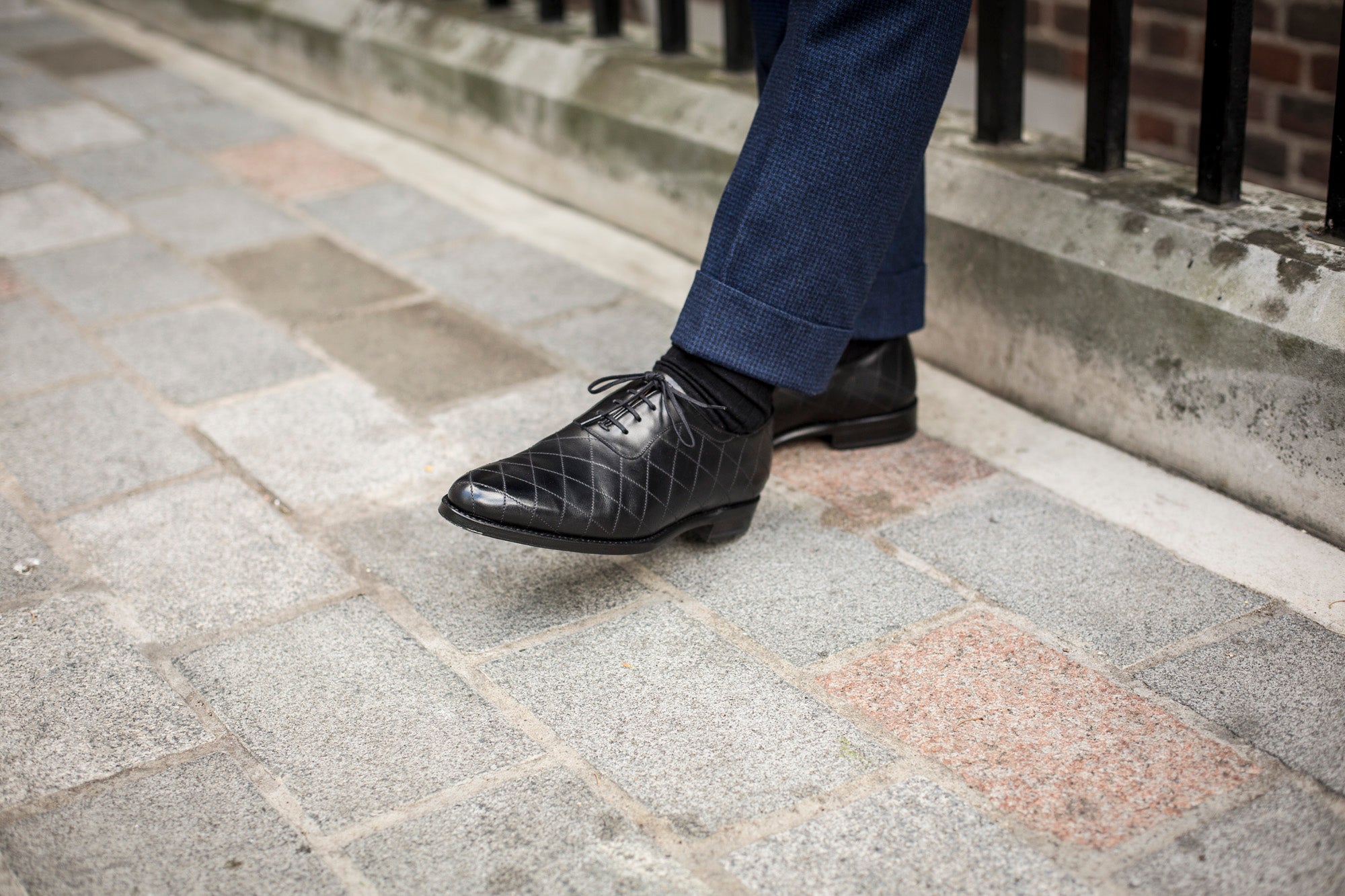 Spokane - Quilted Black Calf-Quilted Oxfords-J.FitzPatrick Footwear