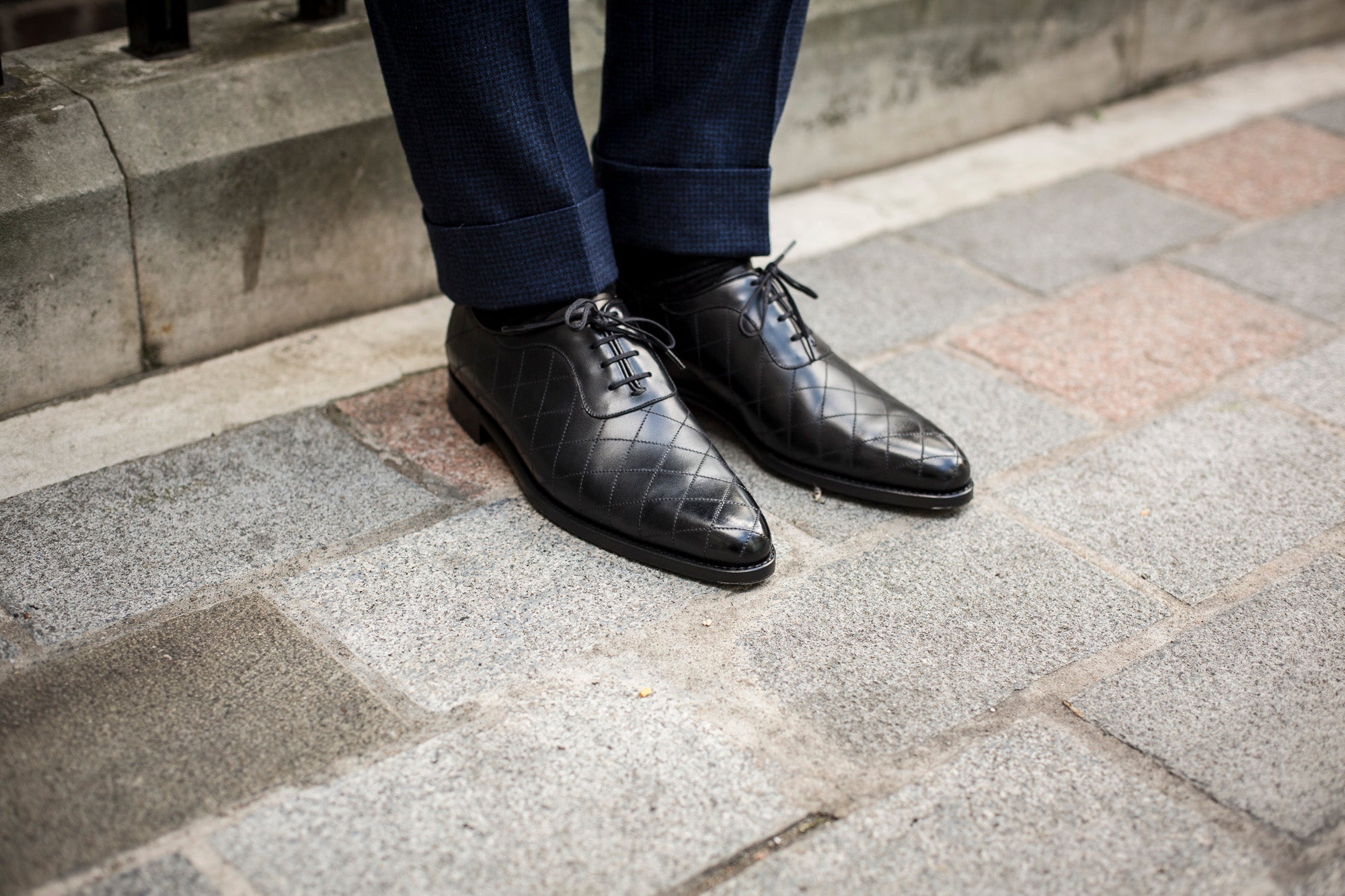 Spokane - Quilted Black Calf-Quilted Oxfords-J.FitzPatrick Footwear