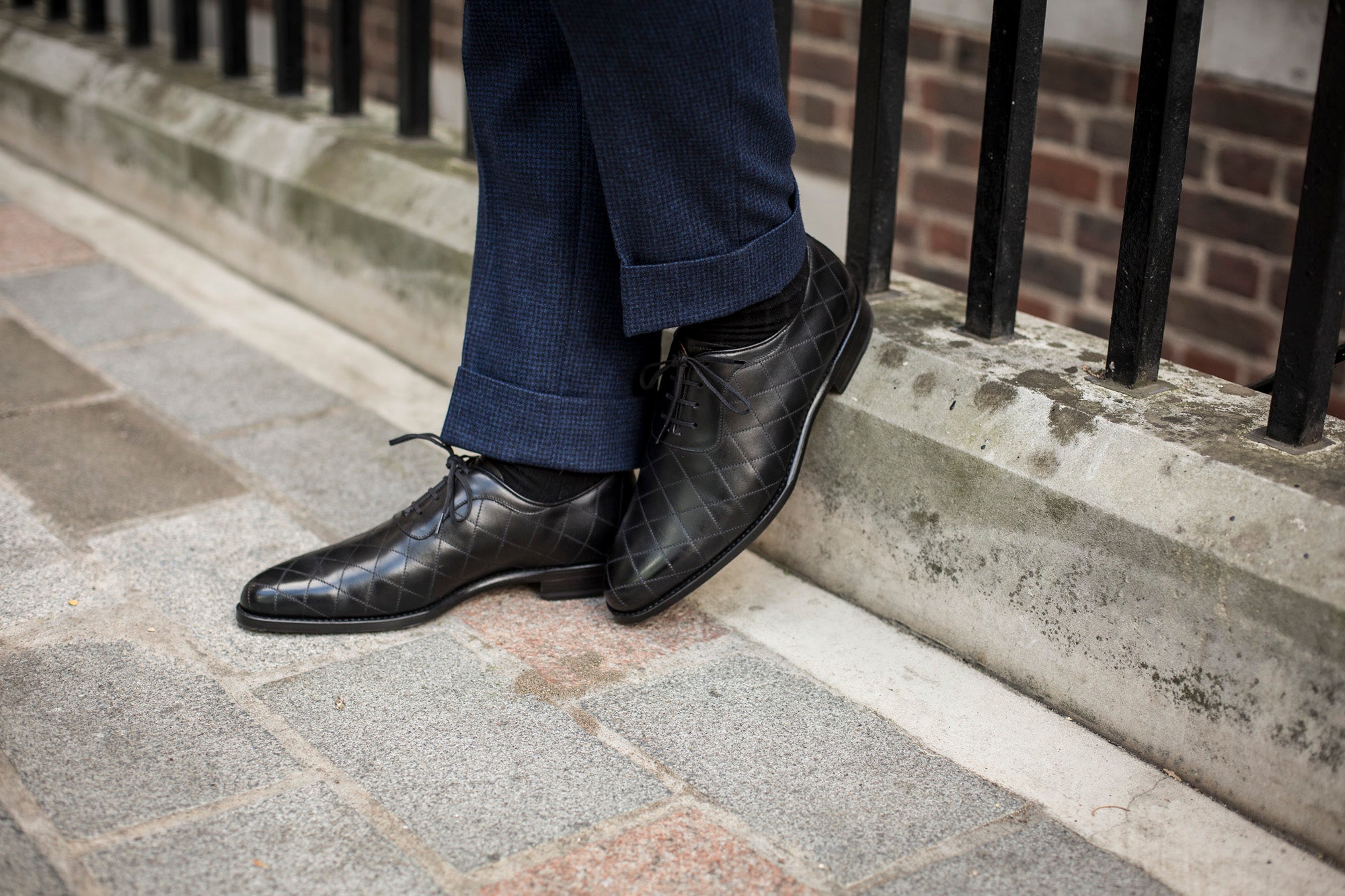 Spokane - Quilted Black Calf-Quilted Oxfords-J.FitzPatrick Footwear