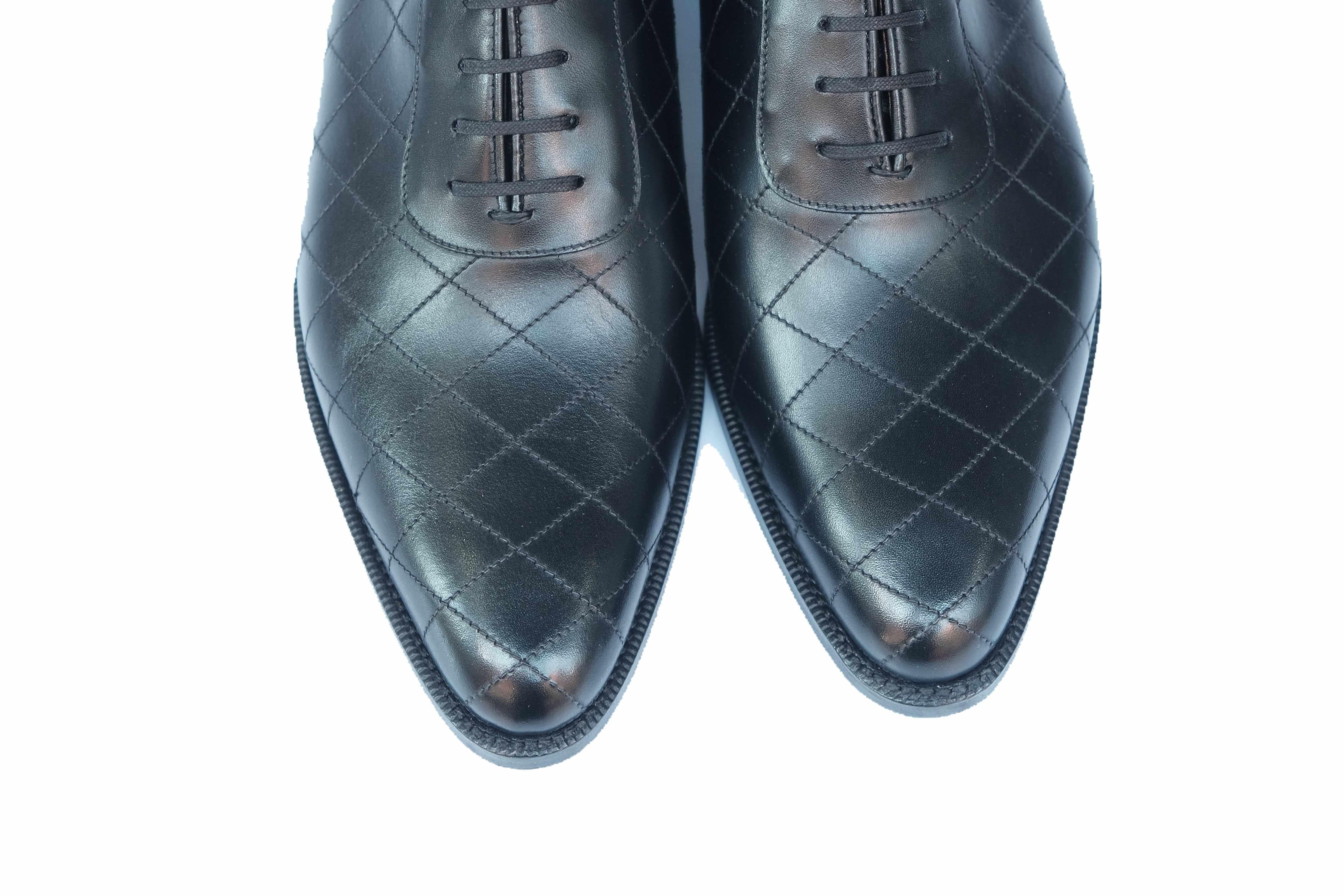 Spokane - Quilted Black Calf-Quilted Oxfords-J.FitzPatrick Footwear