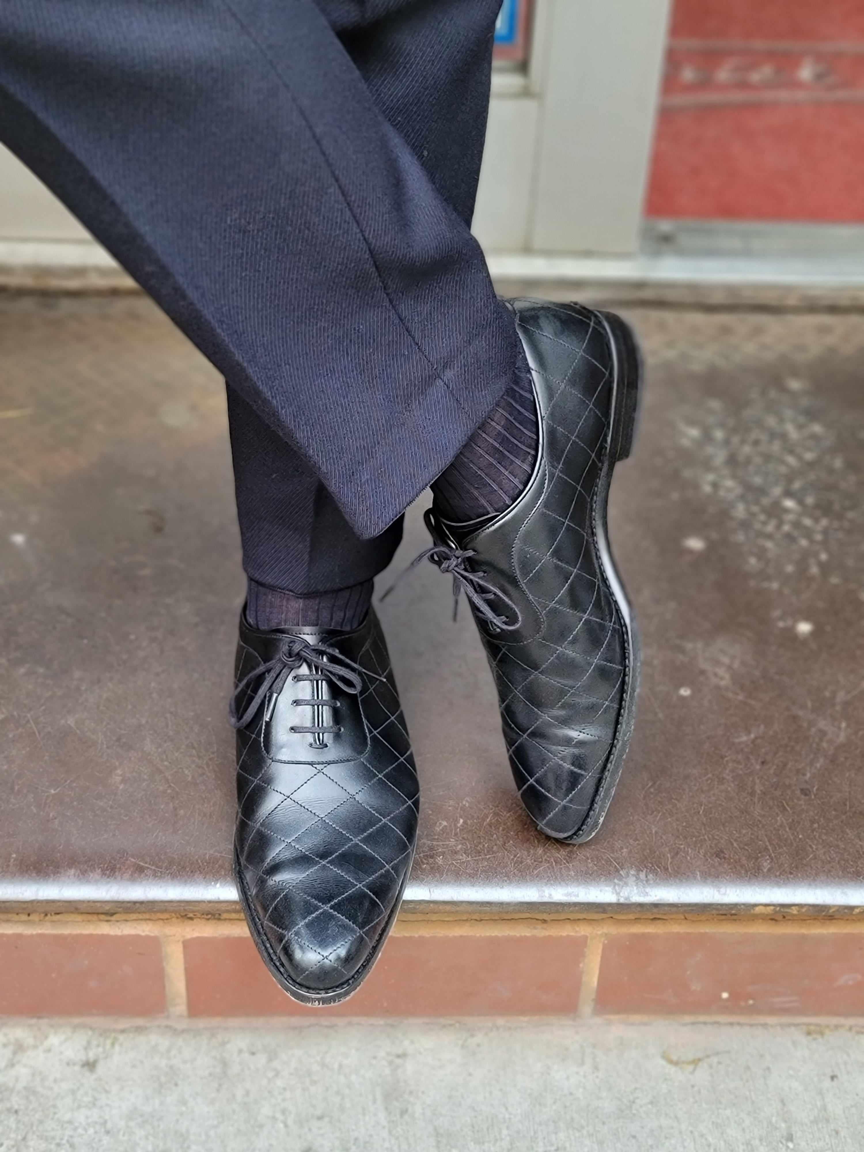 Spokane - Quilted Black Calf-Quilted Oxfords-J.FitzPatrick Footwear