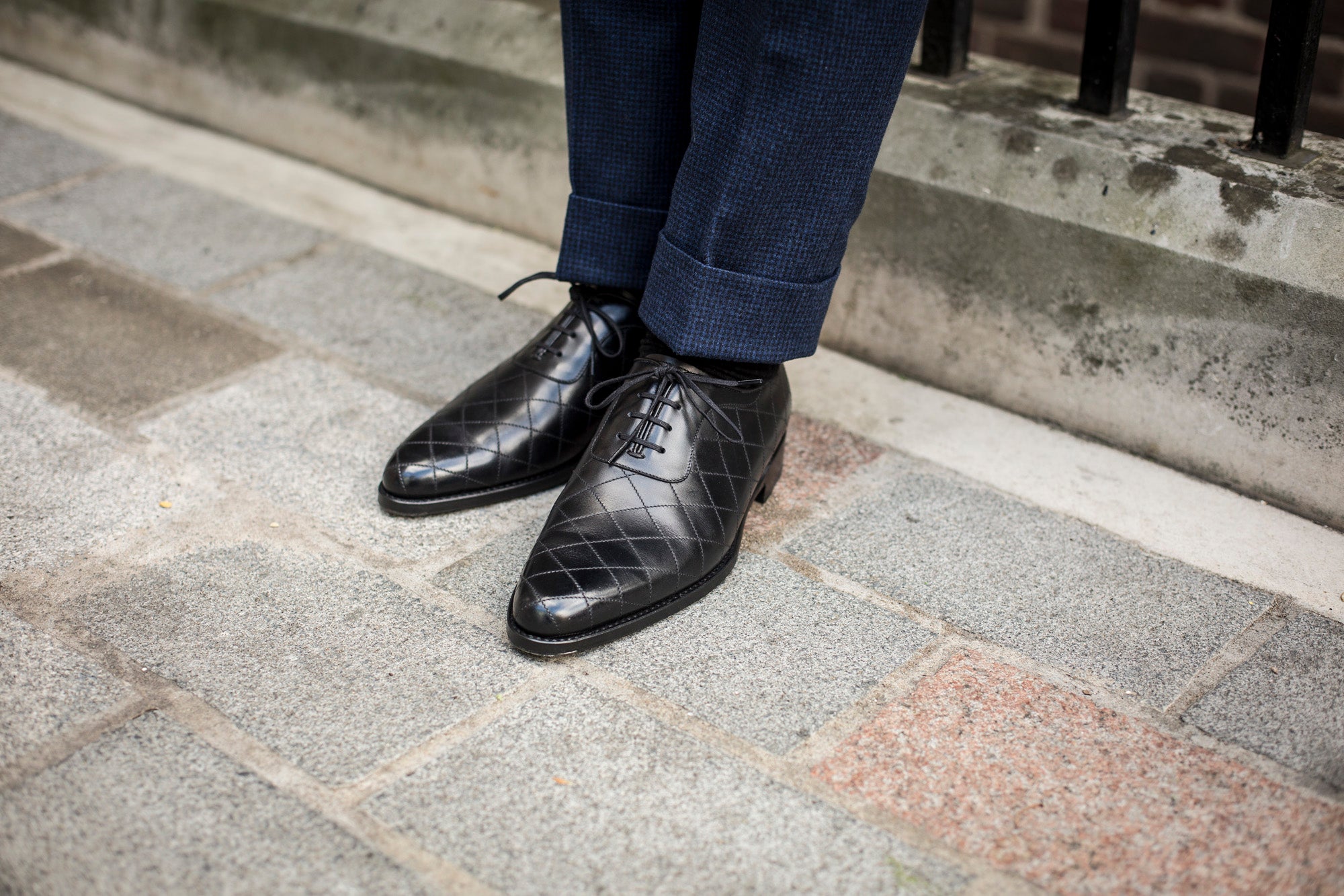 Spokane - Quilted Black Calf-Quilted Oxfords-J.FitzPatrick Footwear
