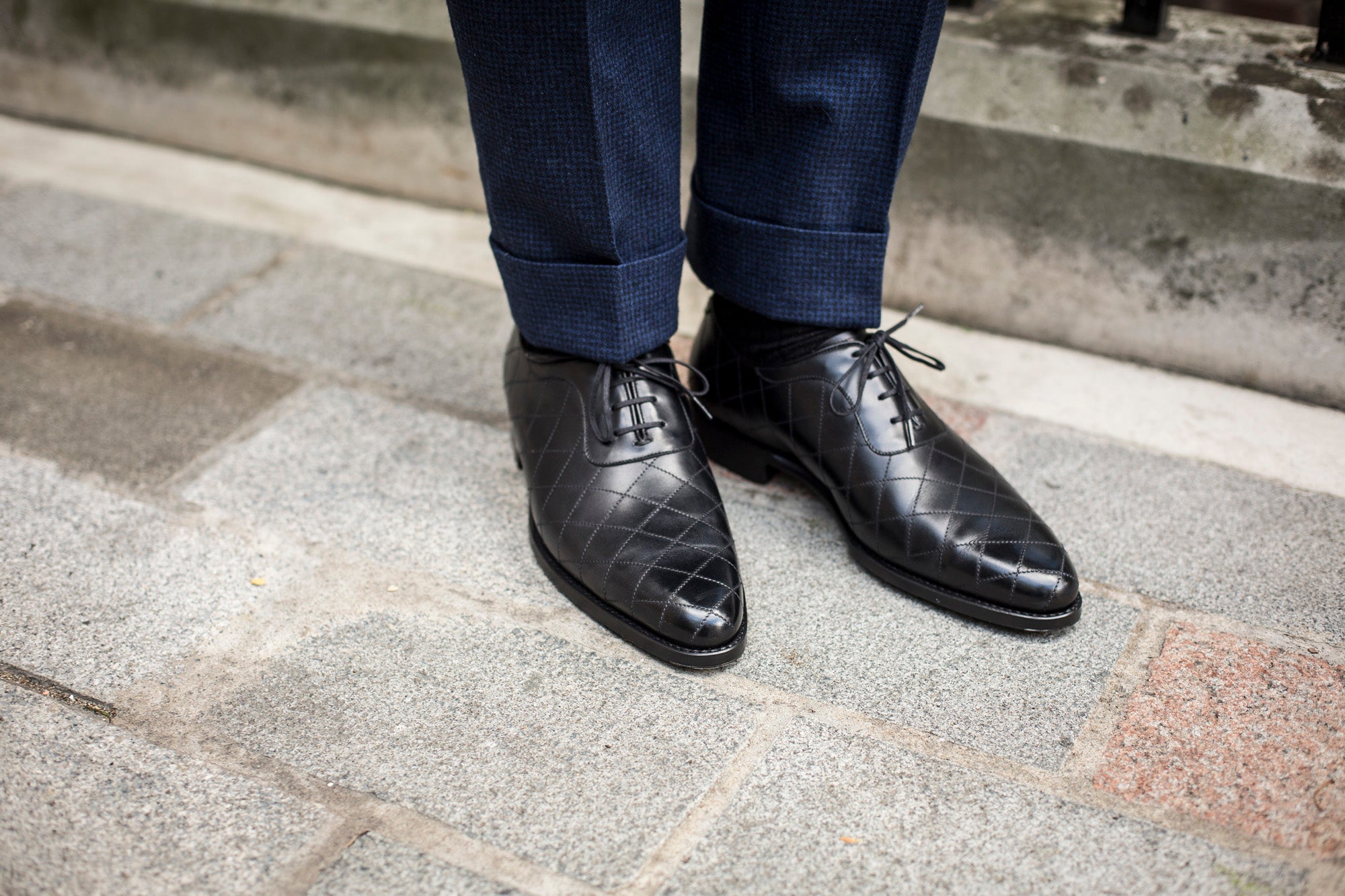 Spokane - Quilted Black Calf-Quilted Oxfords-J.FitzPatrick Footwear