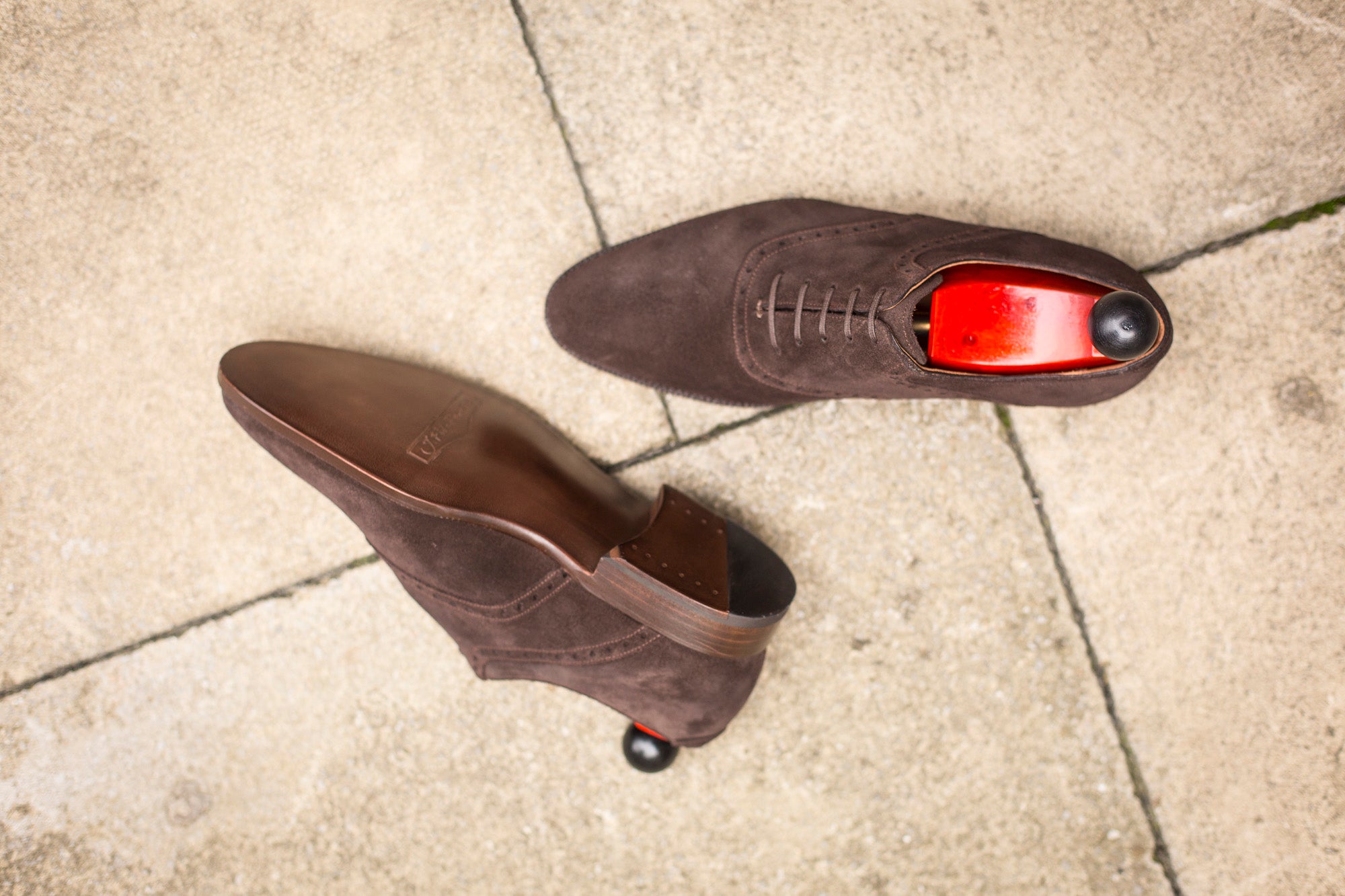 Stefano - MTO - Bitter Chocolate Suede - JKF Last - Single Leather Sole-Made To Order Saddle Shoe Spectator Oxfords-J.FitzPatrick Footwear