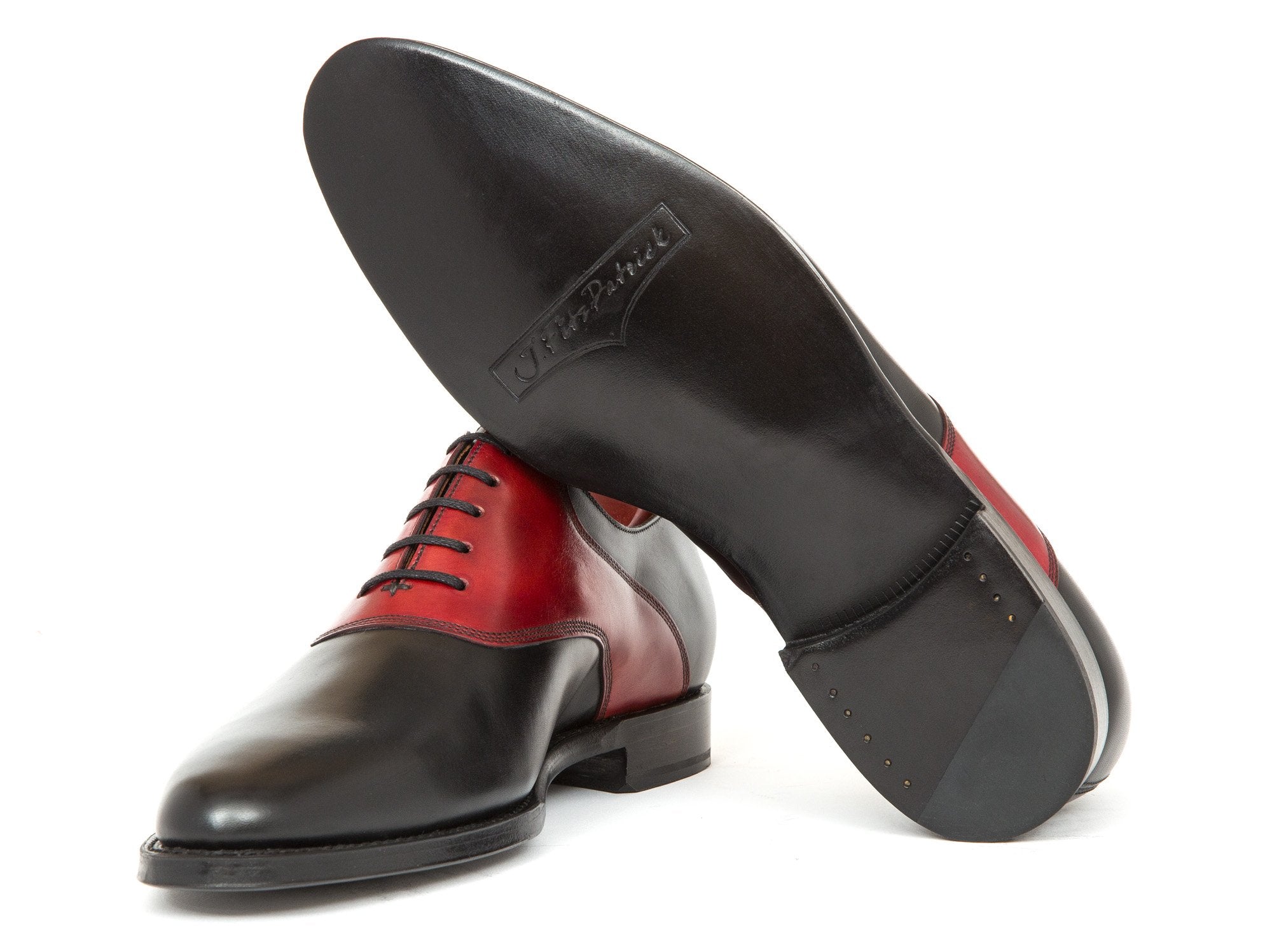 Stefano - MTO - Black Calf / Red Calf Saddle - JKF Last - Single Leather Sole-Made To Order Saddle Shoe Spectator Oxfords-J.FitzPatrick Footwear