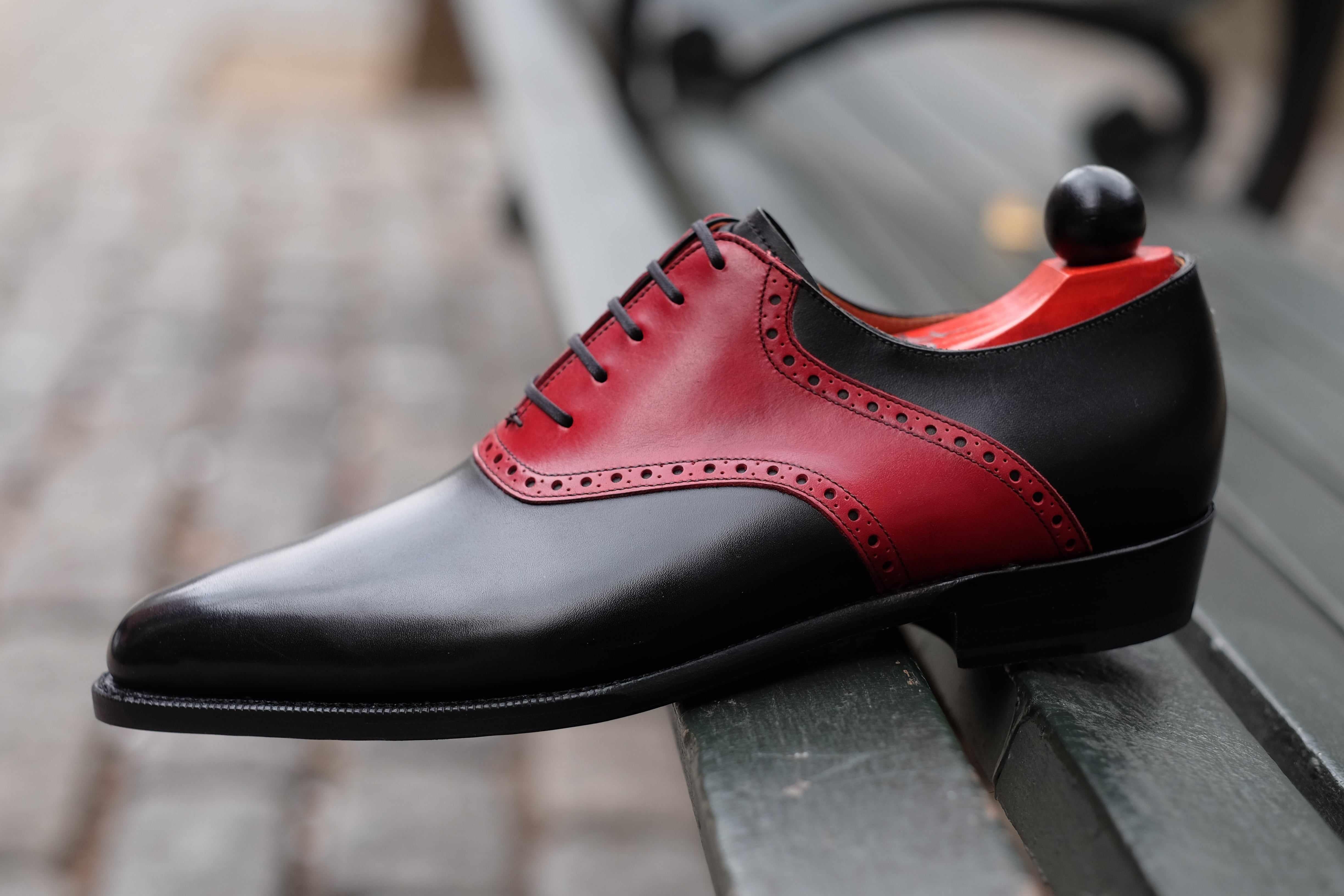 Stefano Redux - Black Calf / Red Calf-Saddle Shoe Oxfords-J.FitzPatrick Footwear