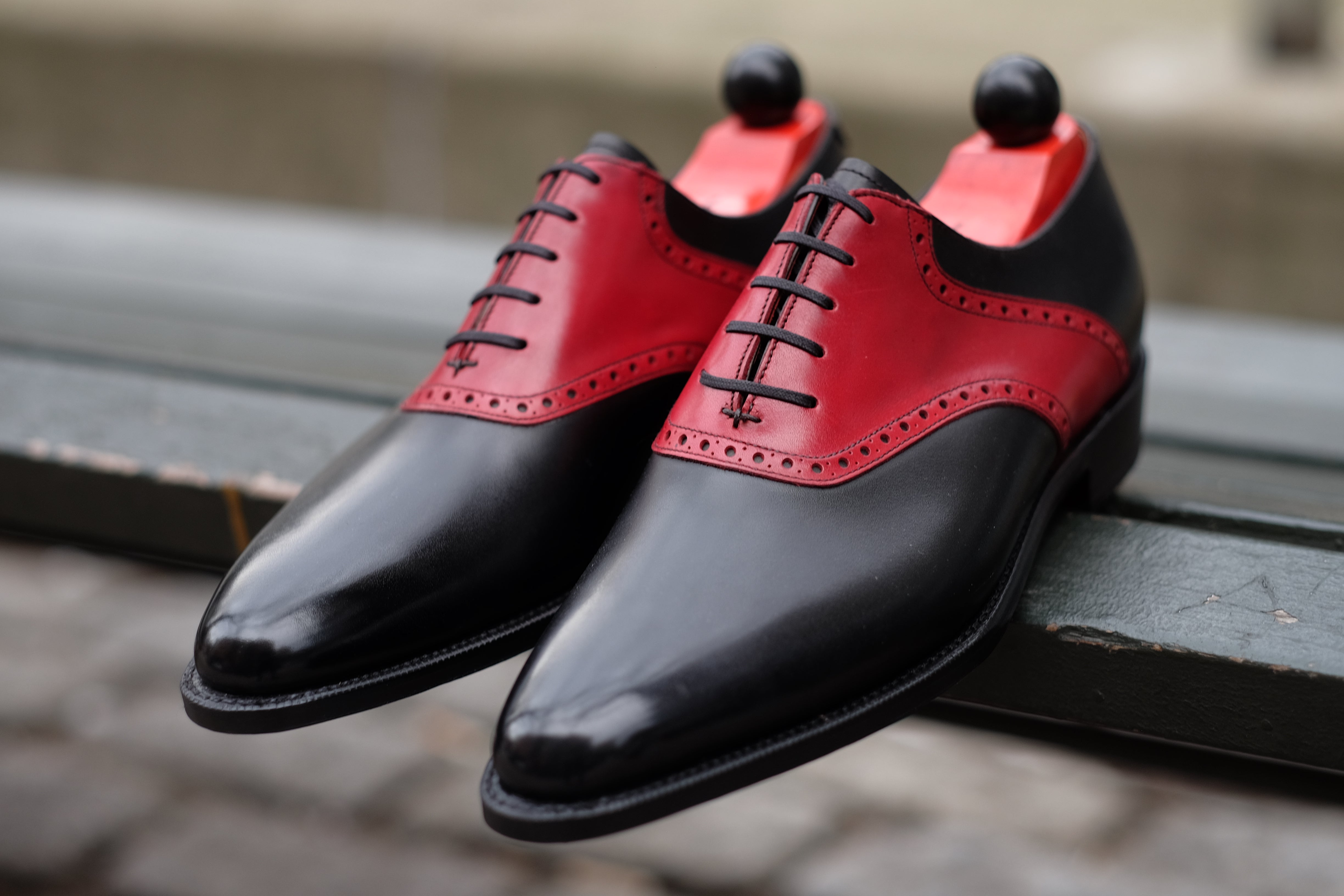 Stefano Redux - Black Calf / Red Calf-Saddle Shoe Oxfords-J.FitzPatrick Footwear