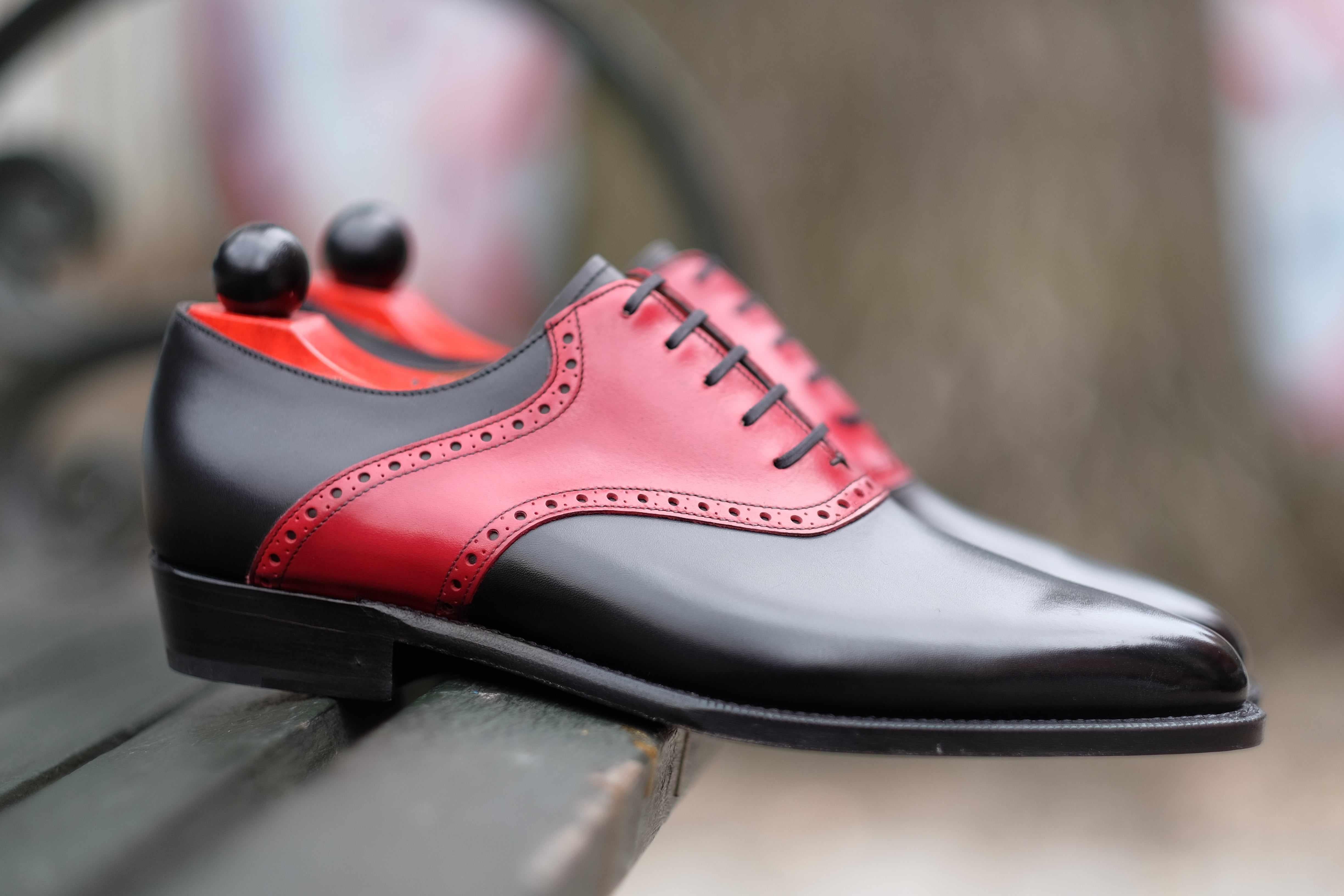 Stefano Redux - Black Calf / Red Calf-Saddle Shoe Oxfords-J.FitzPatrick Footwear