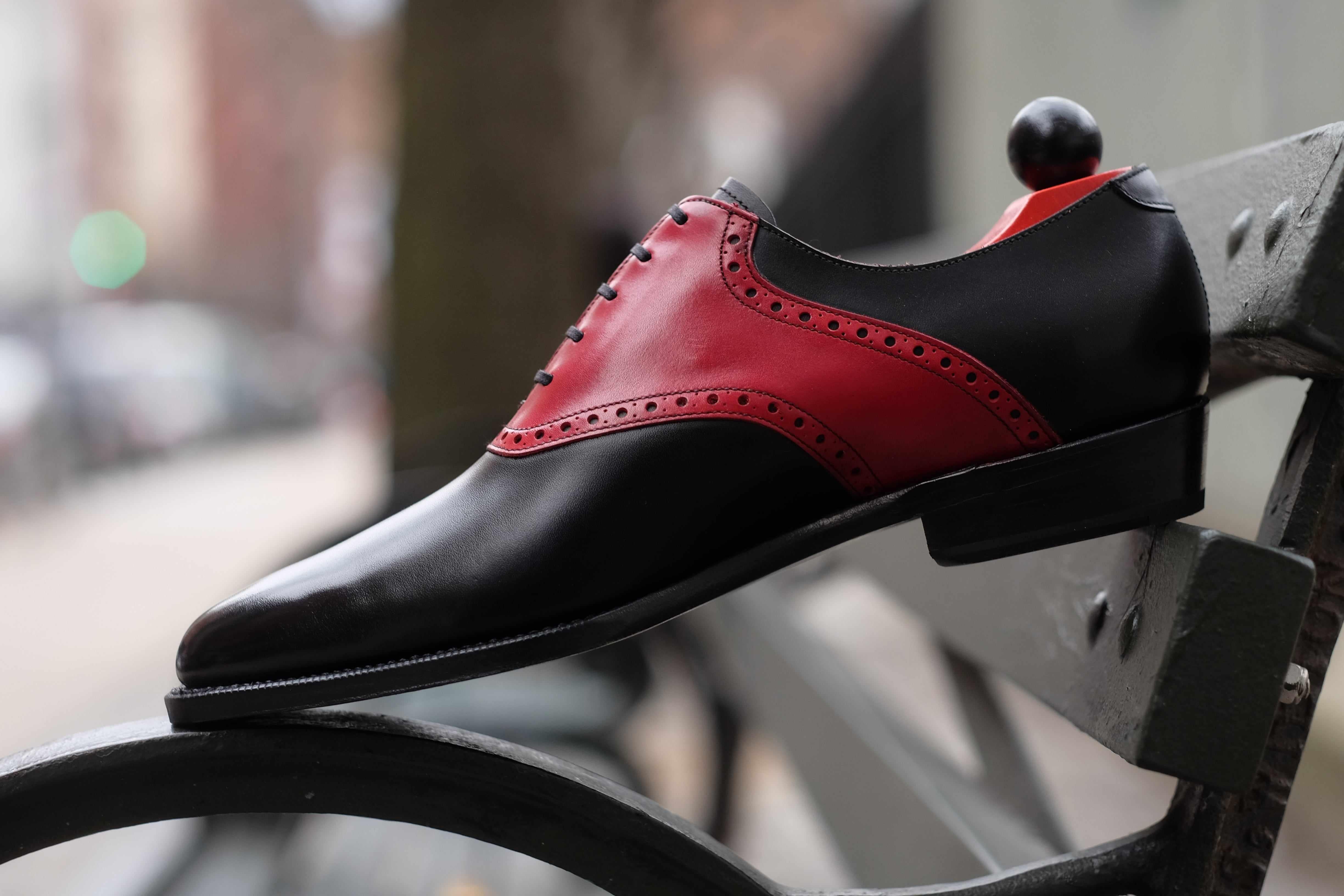 Stefano Redux - Black Calf / Red Calf-Saddle Shoe Oxfords-J.FitzPatrick Footwear
