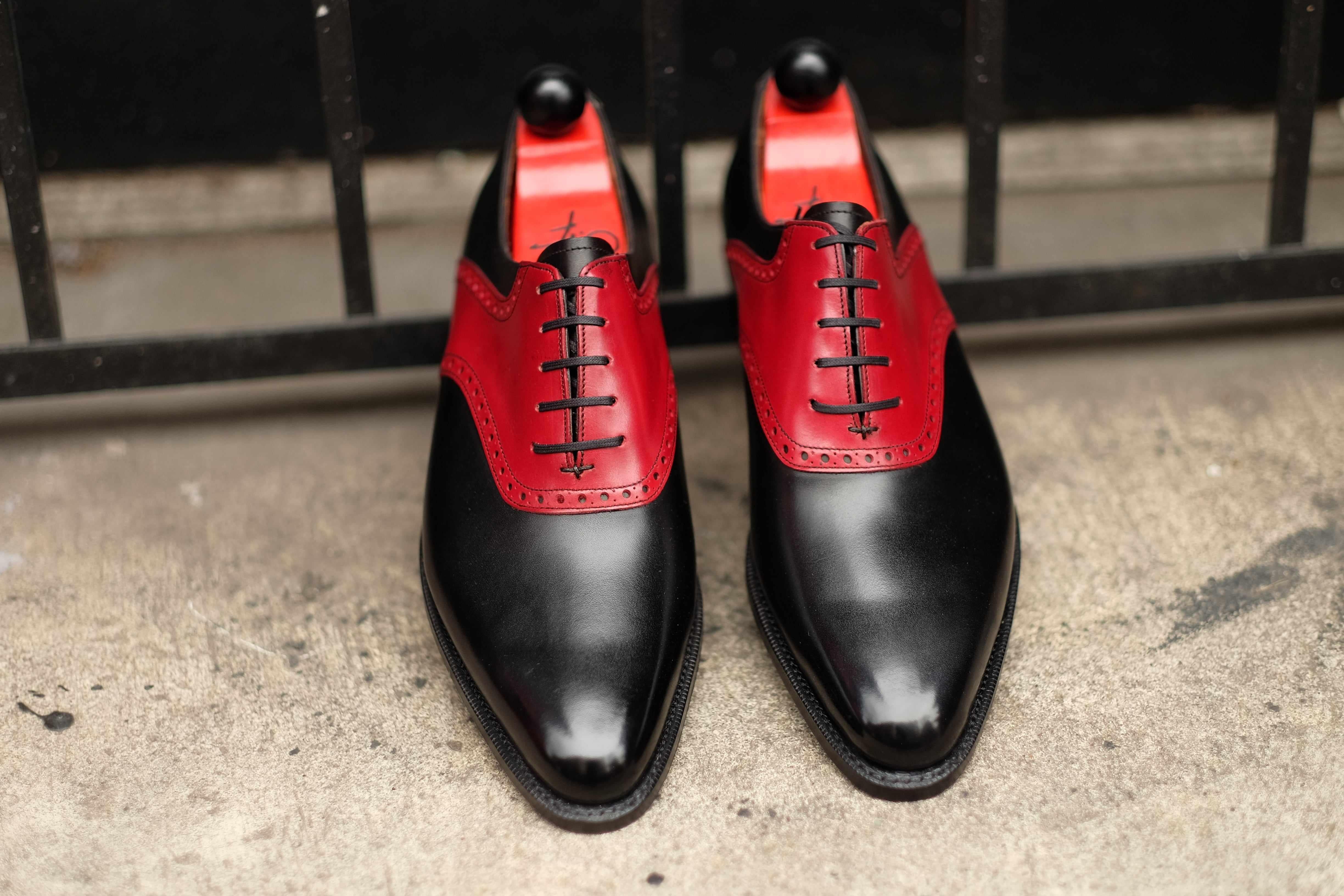 Stefano Redux - Black Calf / Red Calf-Saddle Shoe Oxfords-J.FitzPatrick Footwear
