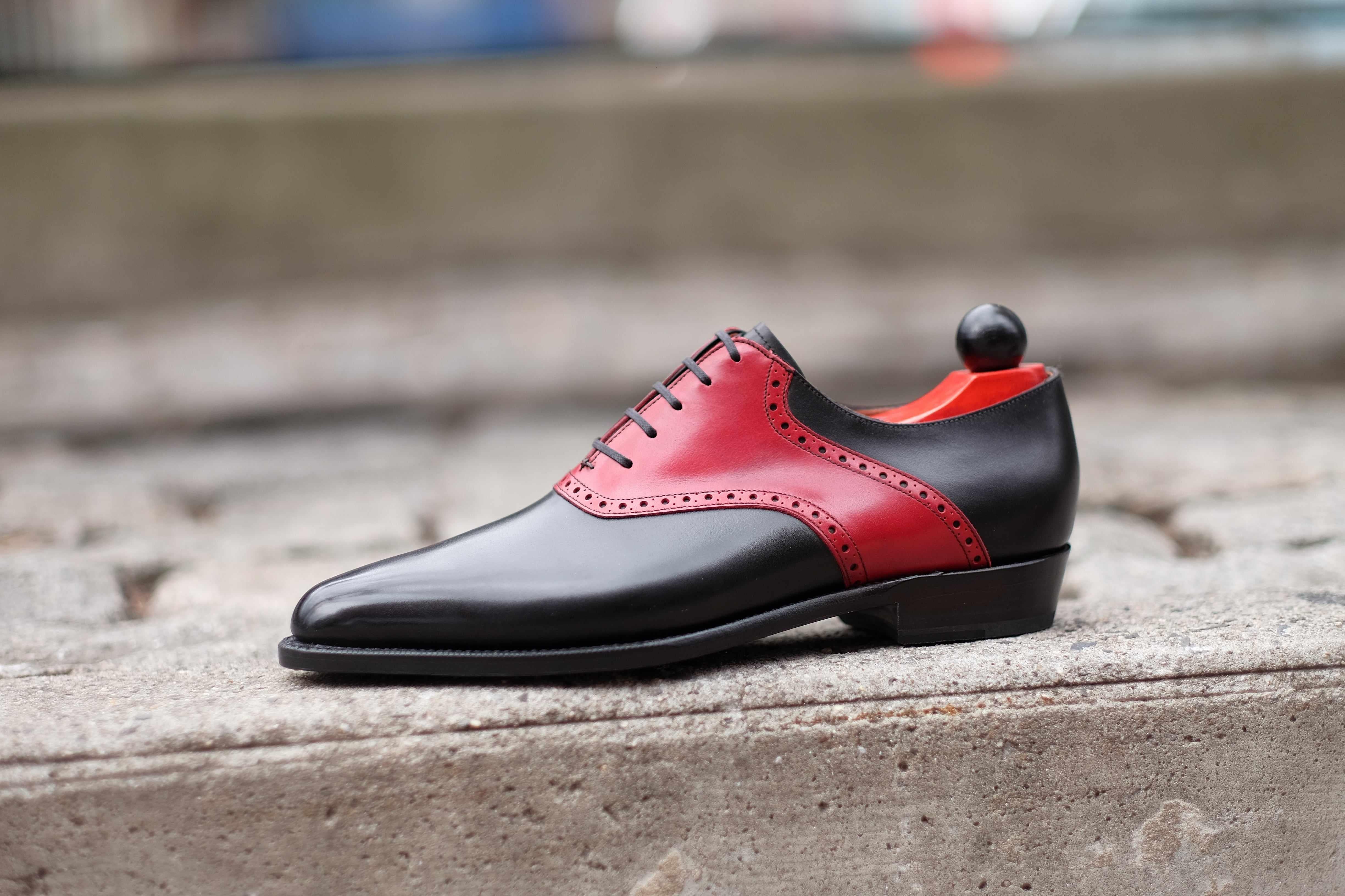 Stefano Redux - Black Calf / Red Calf-Saddle Shoe Oxfords-J.FitzPatrick Footwear