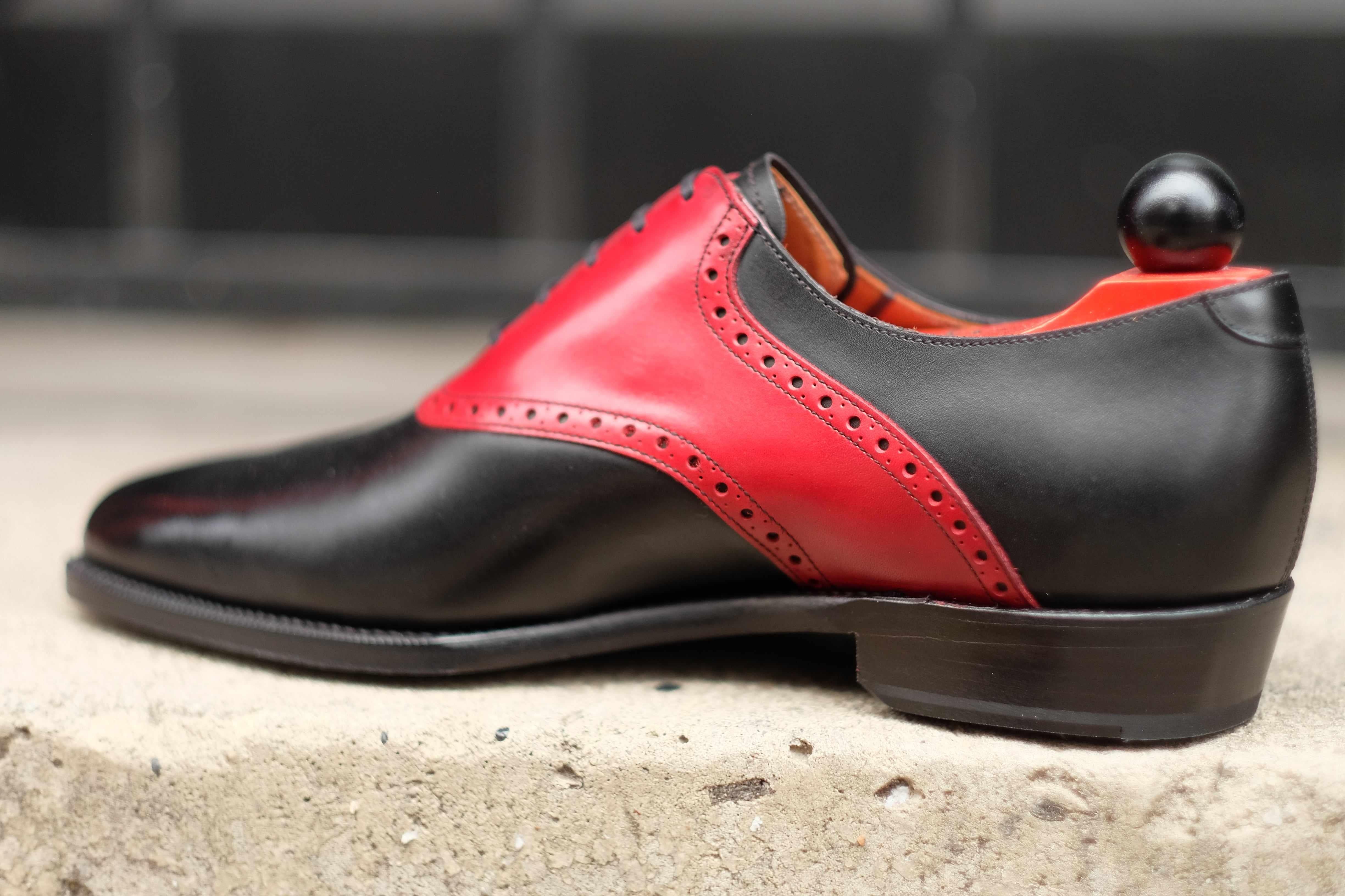 Stefano Redux - Black Calf / Red Calf-Saddle Shoe Oxfords-J.FitzPatrick Footwear