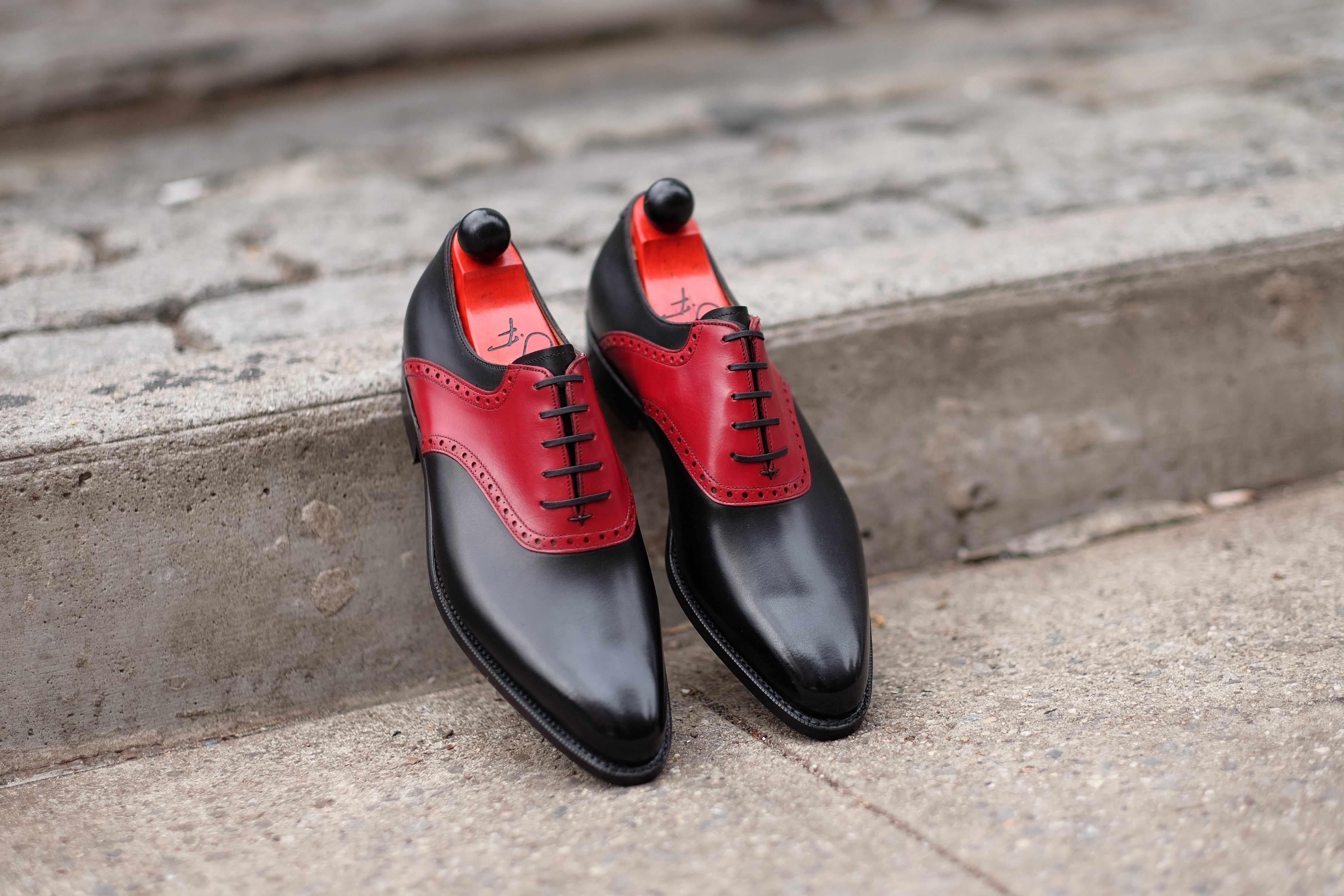 Stefano Redux - Black Calf / Red Calf-Saddle Shoe Oxfords-J.FitzPatrick Footwear