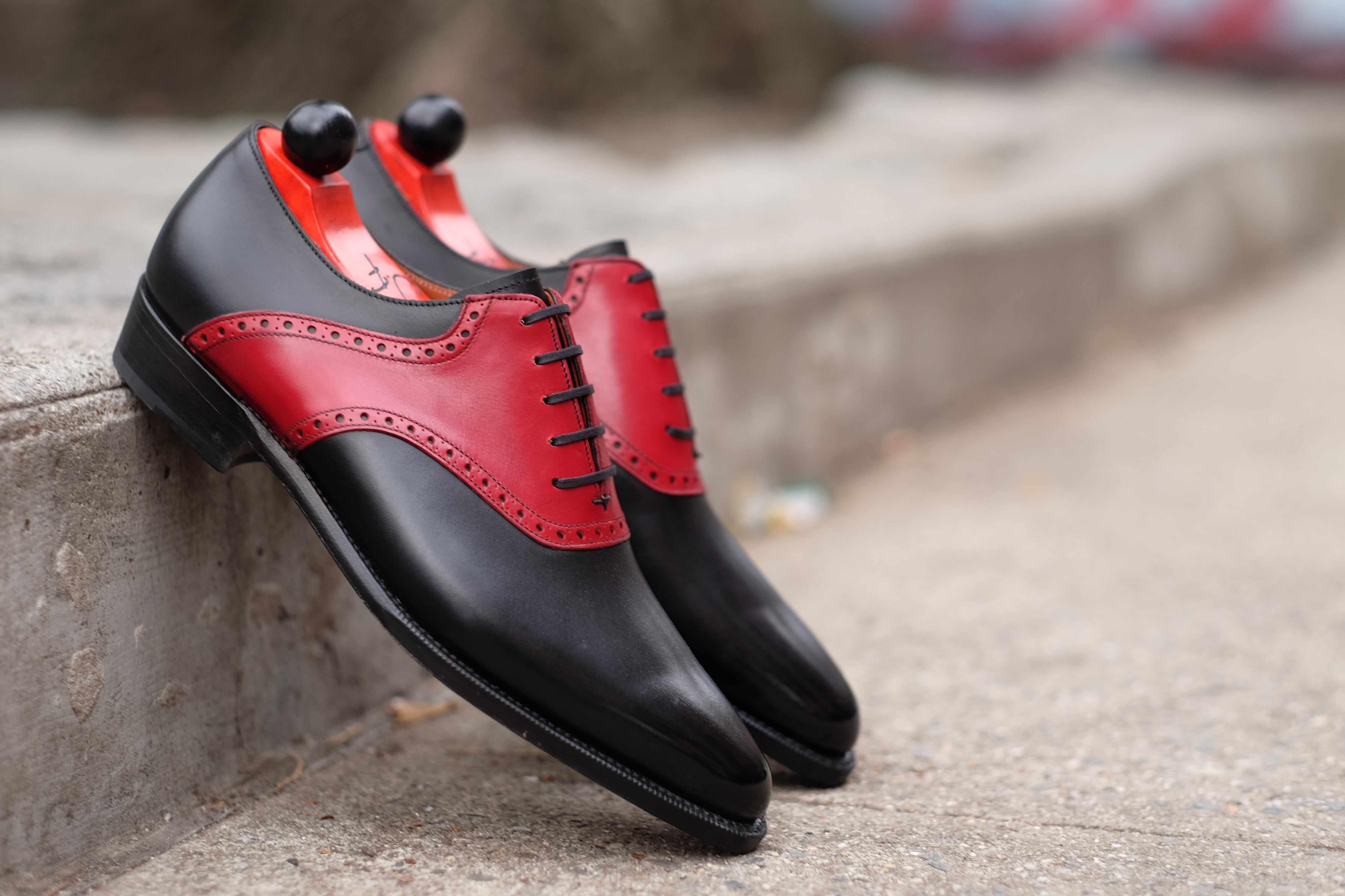 Stefano Redux - Black Calf / Red Calf-Saddle Shoe Oxfords-J.FitzPatrick Footwear