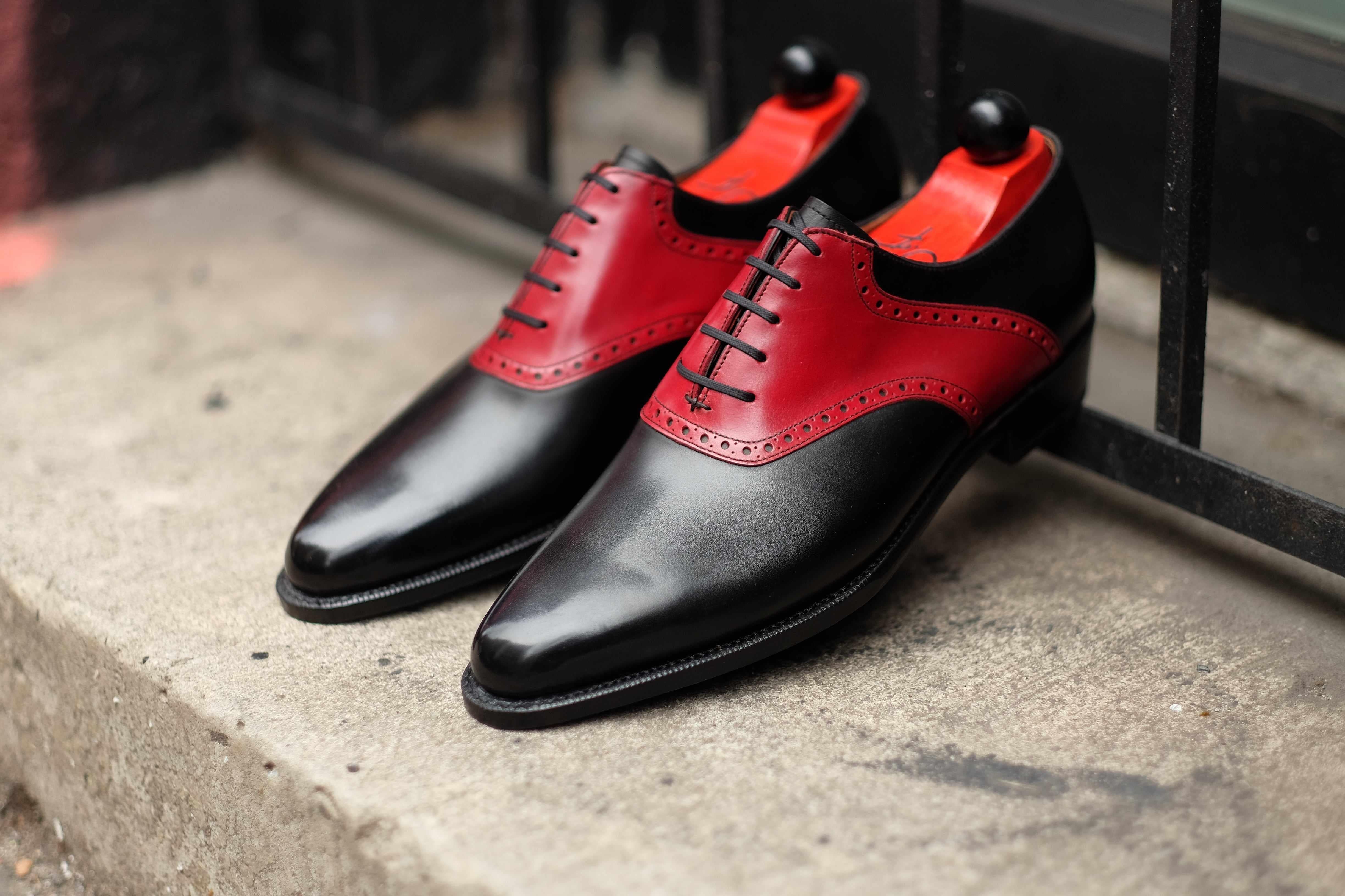 Stefano Redux - Black Calf / Red Calf-Saddle Shoe Oxfords-J.FitzPatrick Footwear