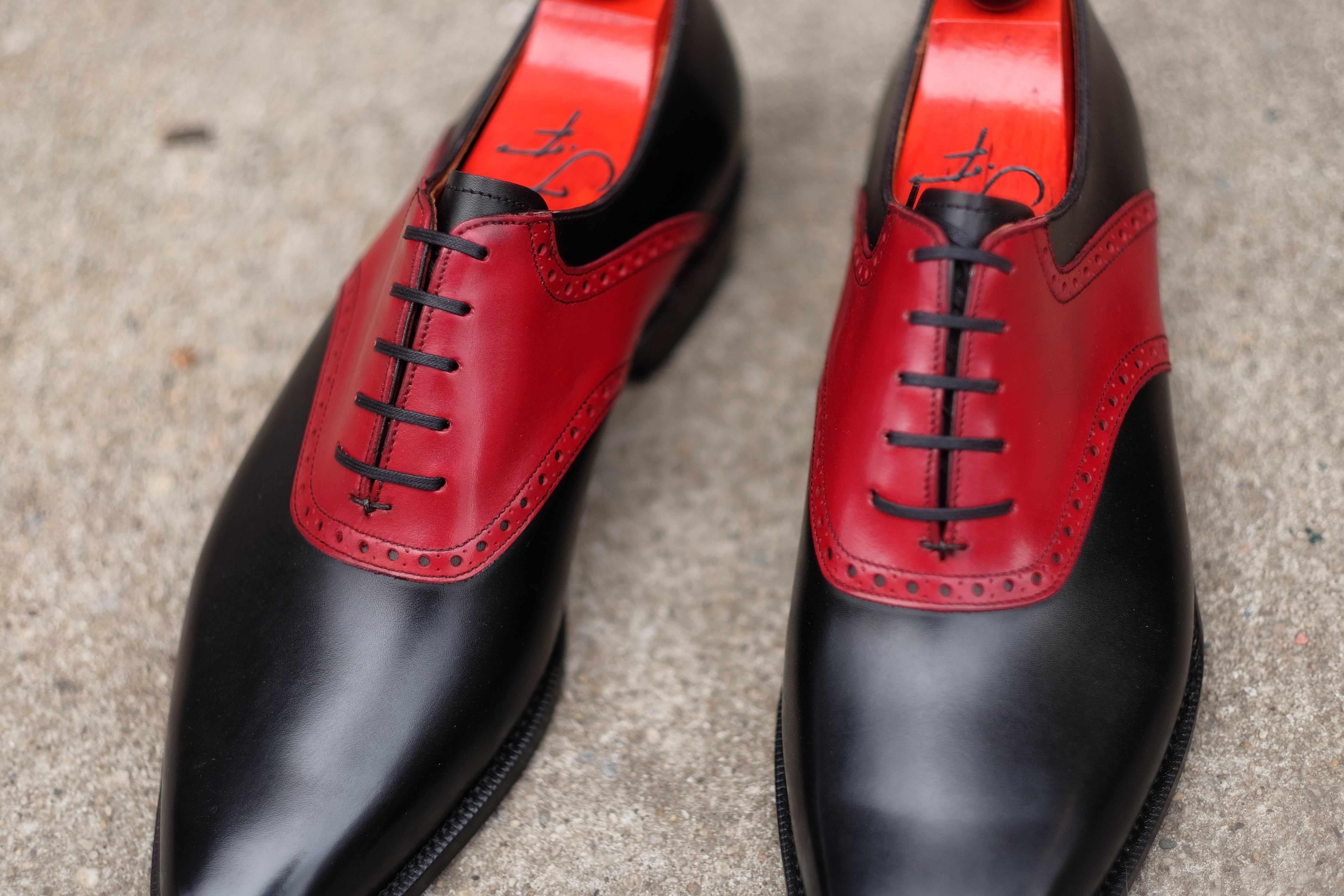Stefano Redux - Black Calf / Red Calf-Saddle Shoe Oxfords-J.FitzPatrick Footwear