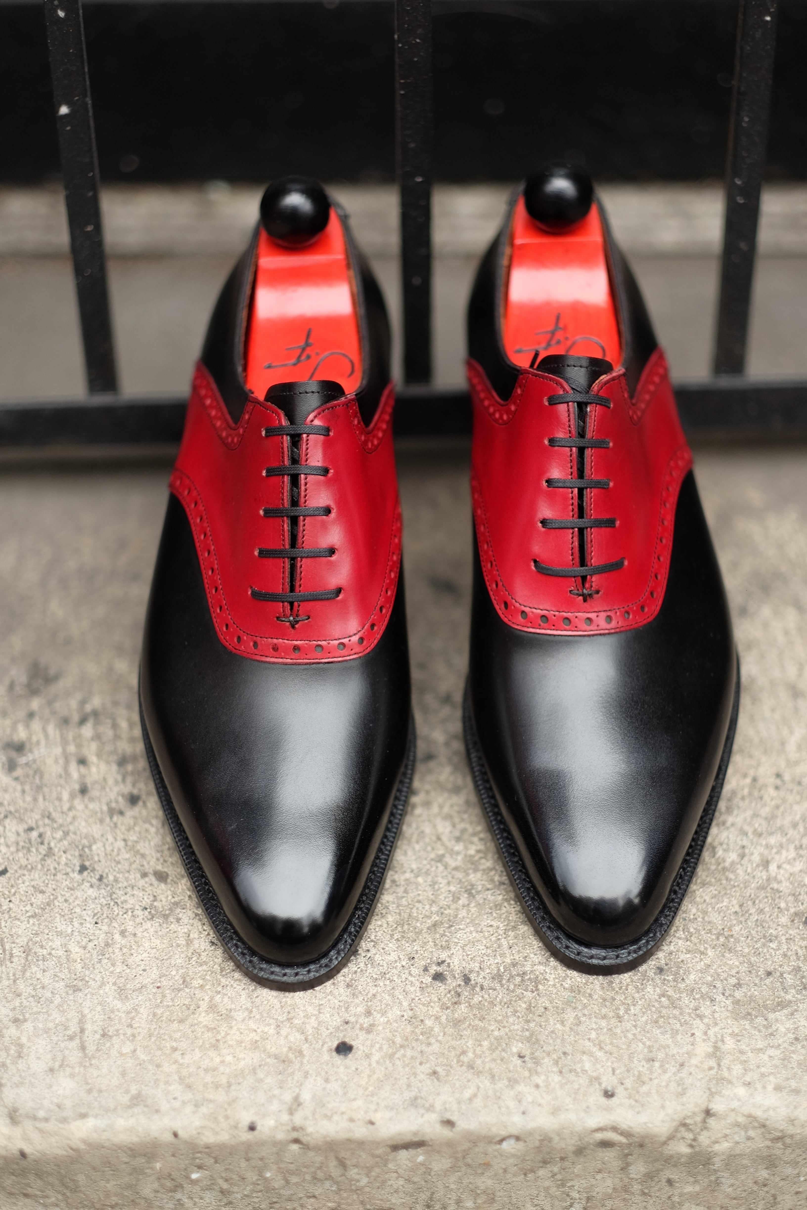 Stefano Redux - Black Calf / Red Calf-Saddle Shoe Oxfords-J.FitzPatrick Footwear
