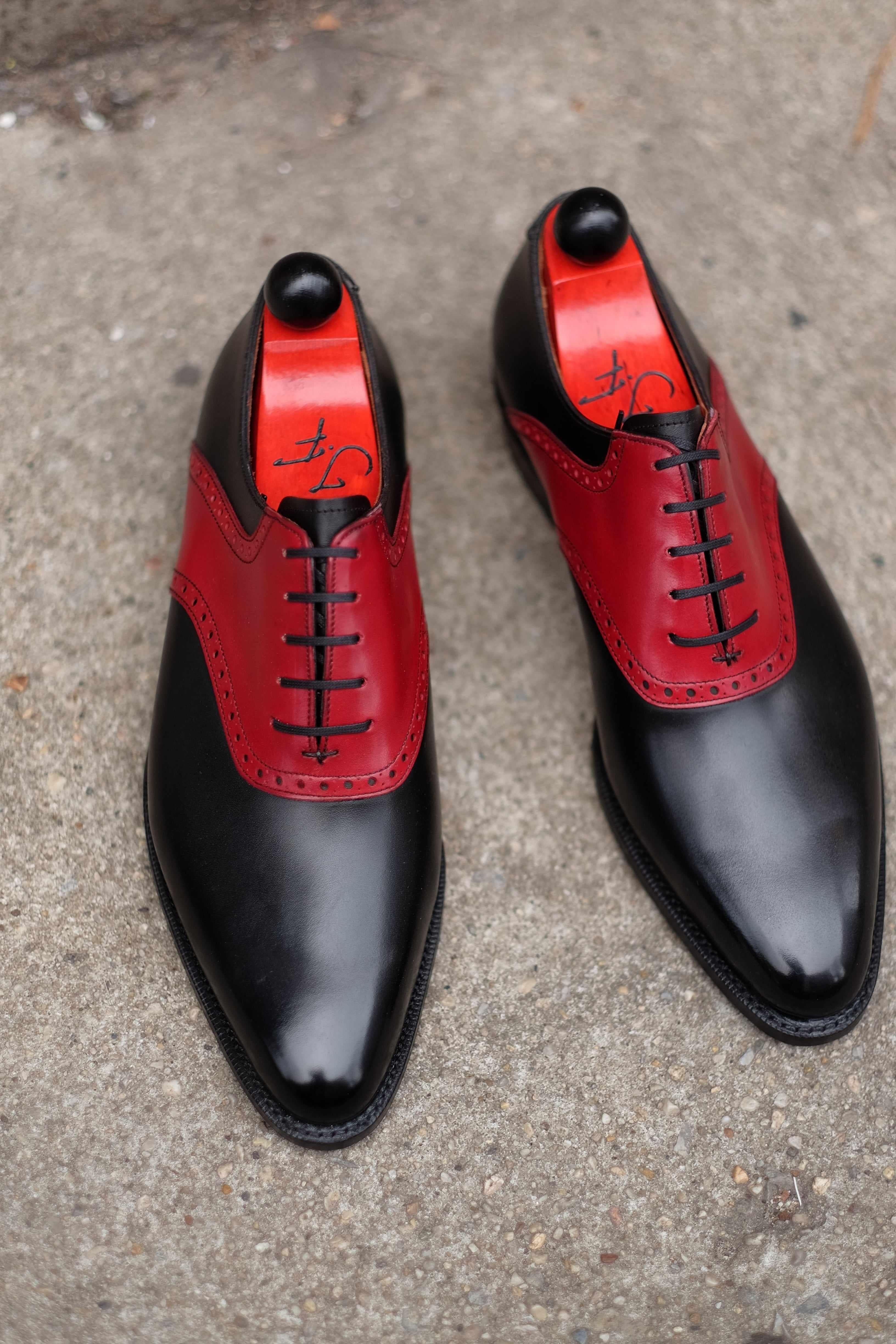 Stefano Redux - Black Calf / Red Calf-Saddle Shoe Oxfords-J.FitzPatrick Footwear