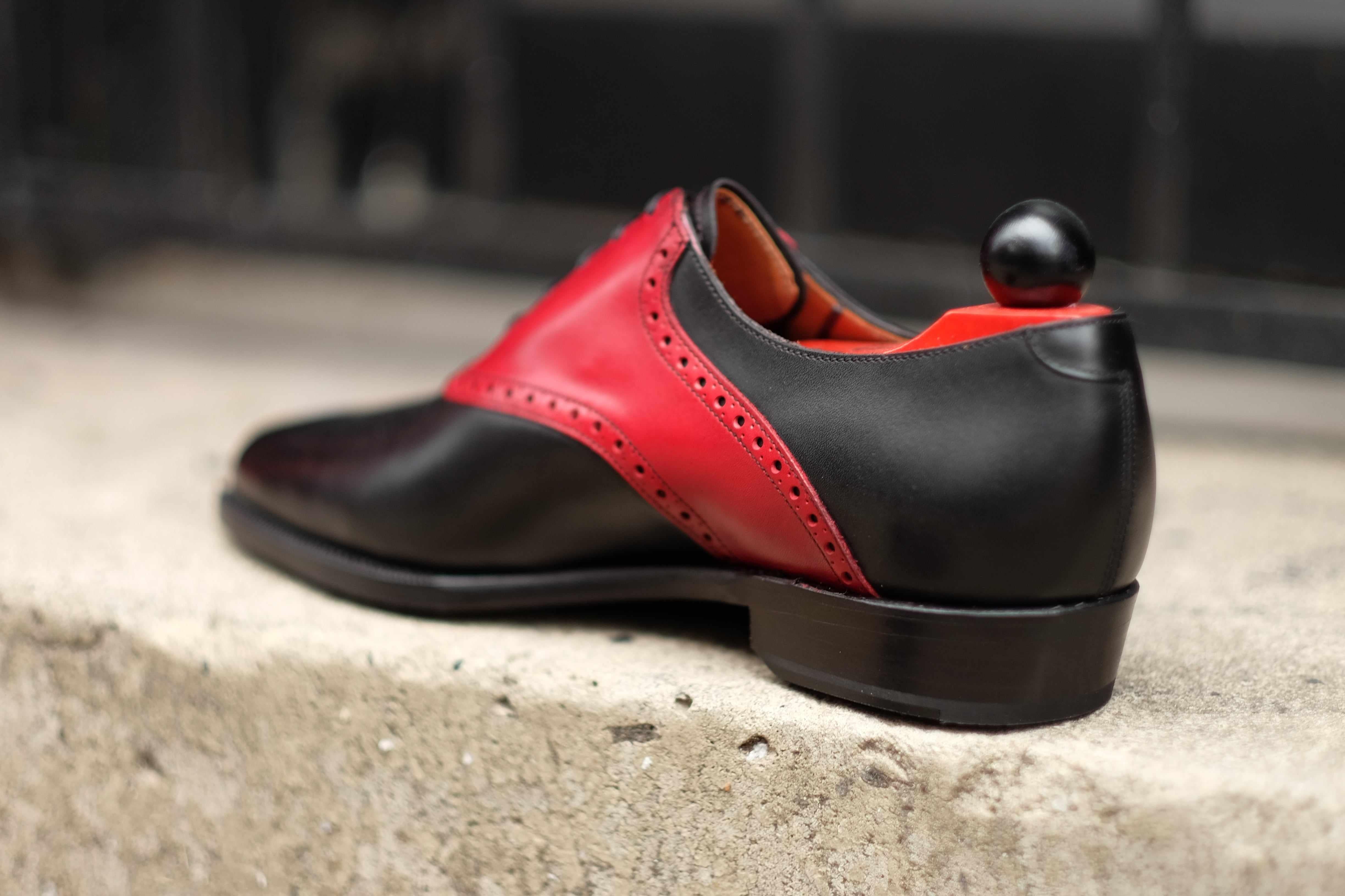 Stefano Redux - Black Calf / Red Calf-Saddle Shoe Oxfords-J.FitzPatrick Footwear