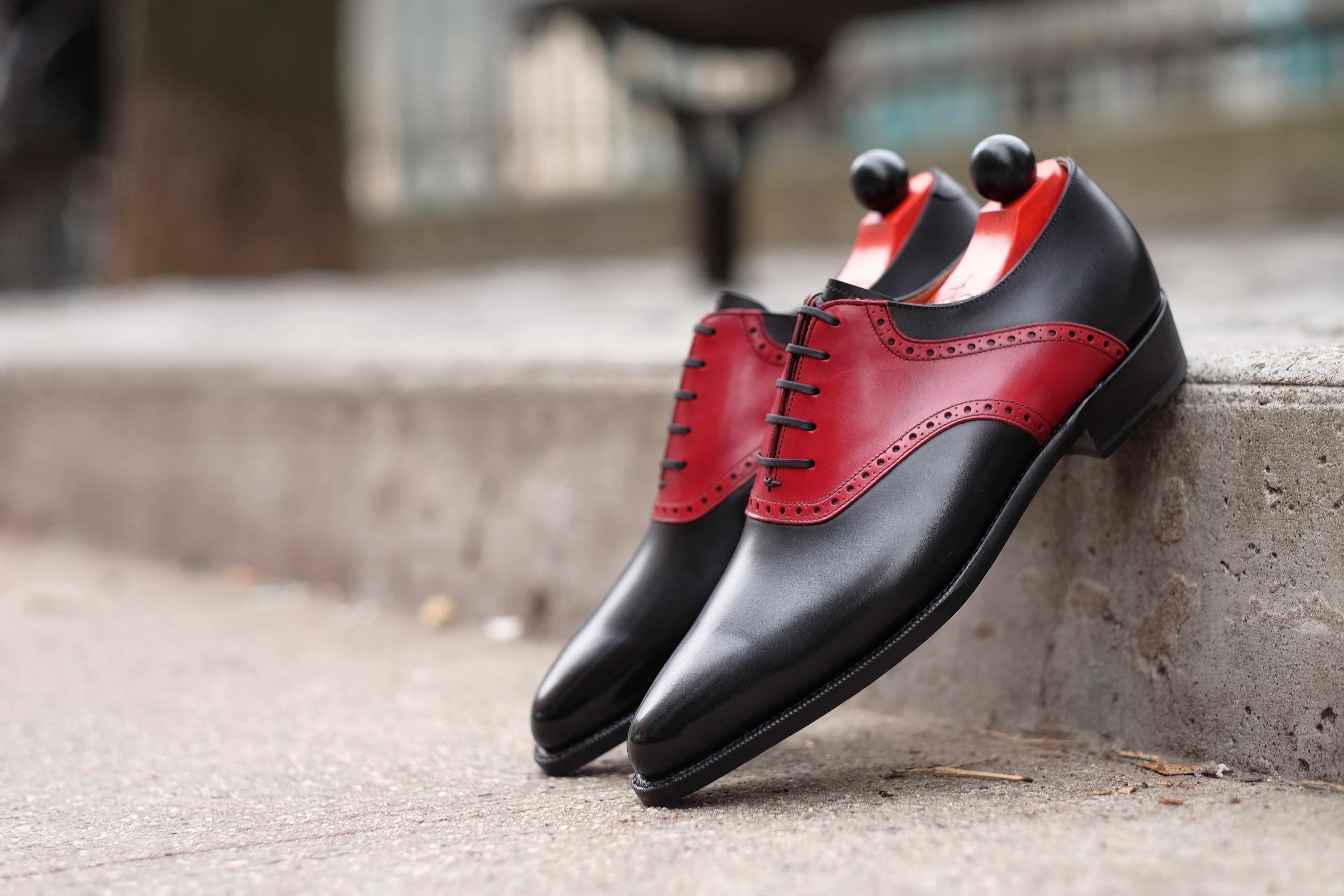 Stefano Redux - Black Calf / Red Calf-Saddle Shoe Oxfords-J.FitzPatrick Footwear